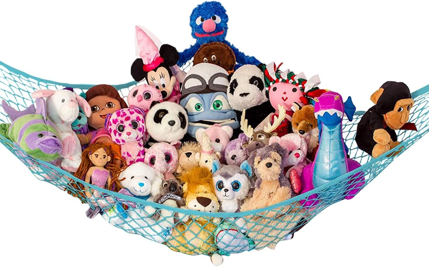 Lilly's Love Stuffed Animal Hammock | Corner Hanging Organizer, Toy Storage, Stuffed Animal Storage Net | Made from Quality Fishing Net, Holds 12lbs | 67"x47"x47" (White, 2 Pack) - Image 6