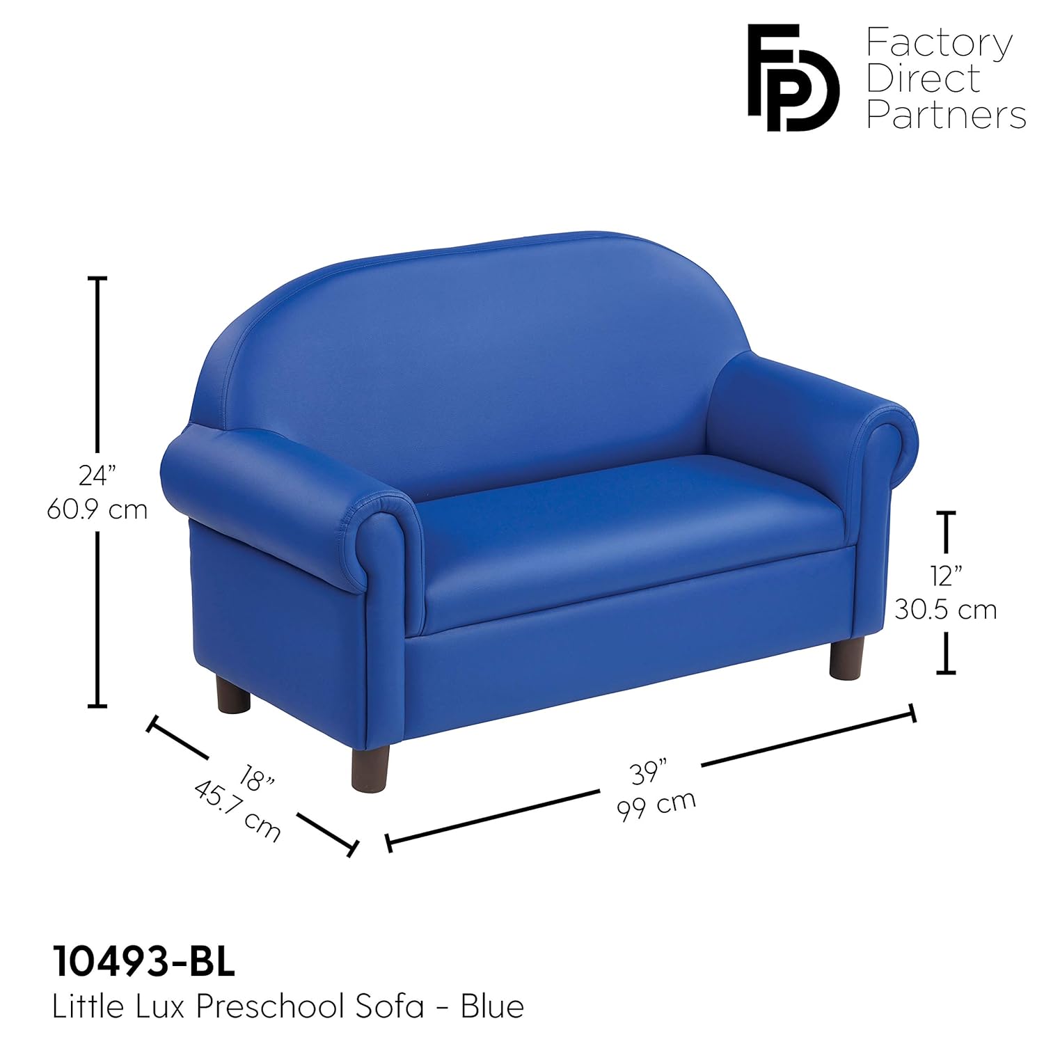 Alternative view of Little Lux Upholstered Preschool Sofa, Plush Furniture for Kids Room, Classroom, Daycare - Blue