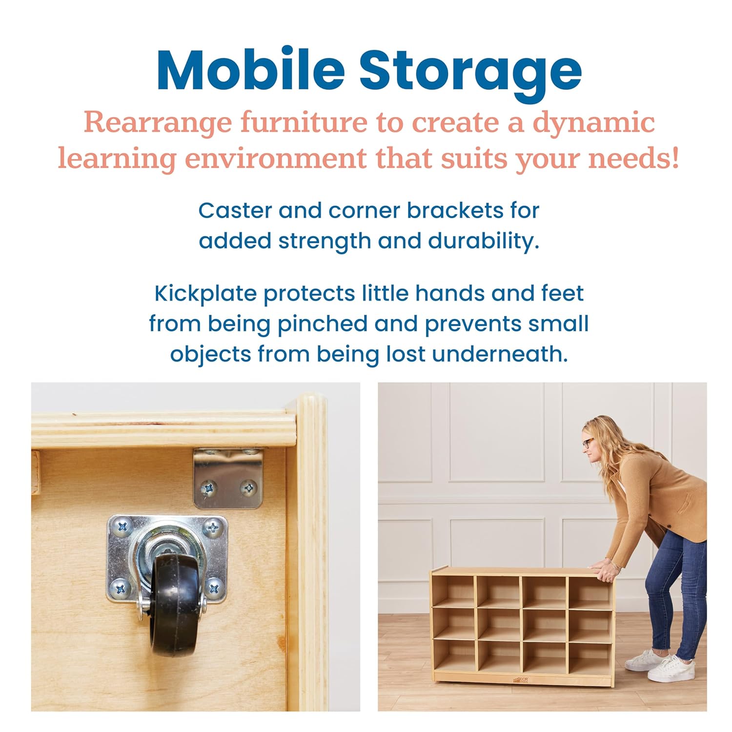ECR4Kids 12 Cubby Tray Cabinet with Scoop Front Storage Bins , Classroom Furniture, Clear, 12-Piece - Image 8