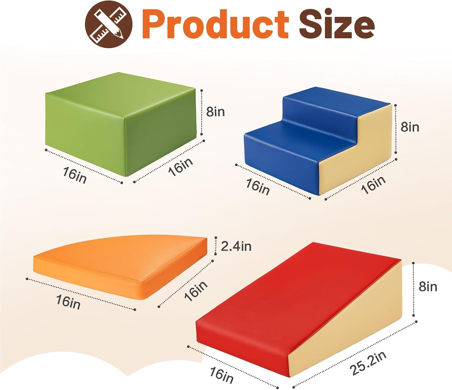 TODIBY 6-Piece Soft PU Leather Toddlers Climbing Toys, Baby Foam Climbing Blocks for Toddlers, Foam Play Gym Climber Structures for Toddler 3, Indoor Climb and Crawl Activity Play Set