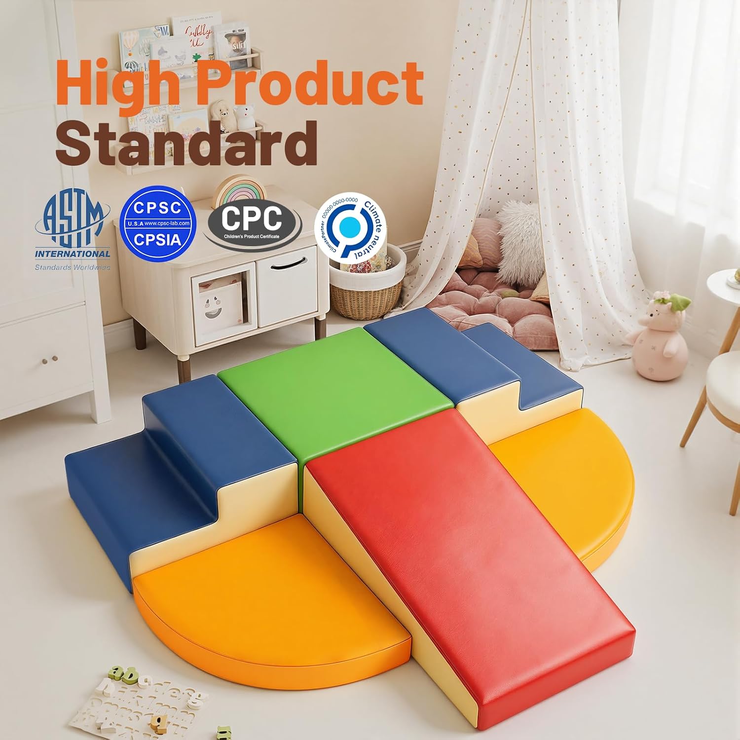 Alternative view of TODIBY 6-Piece Soft PU Leather Toddlers Climbing Toys, Baby Foam Climbing Blocks for Toddlers, Foam Play Gym Climber Structures for Toddler 3, Indoor Climb and Crawl Activity Play Set