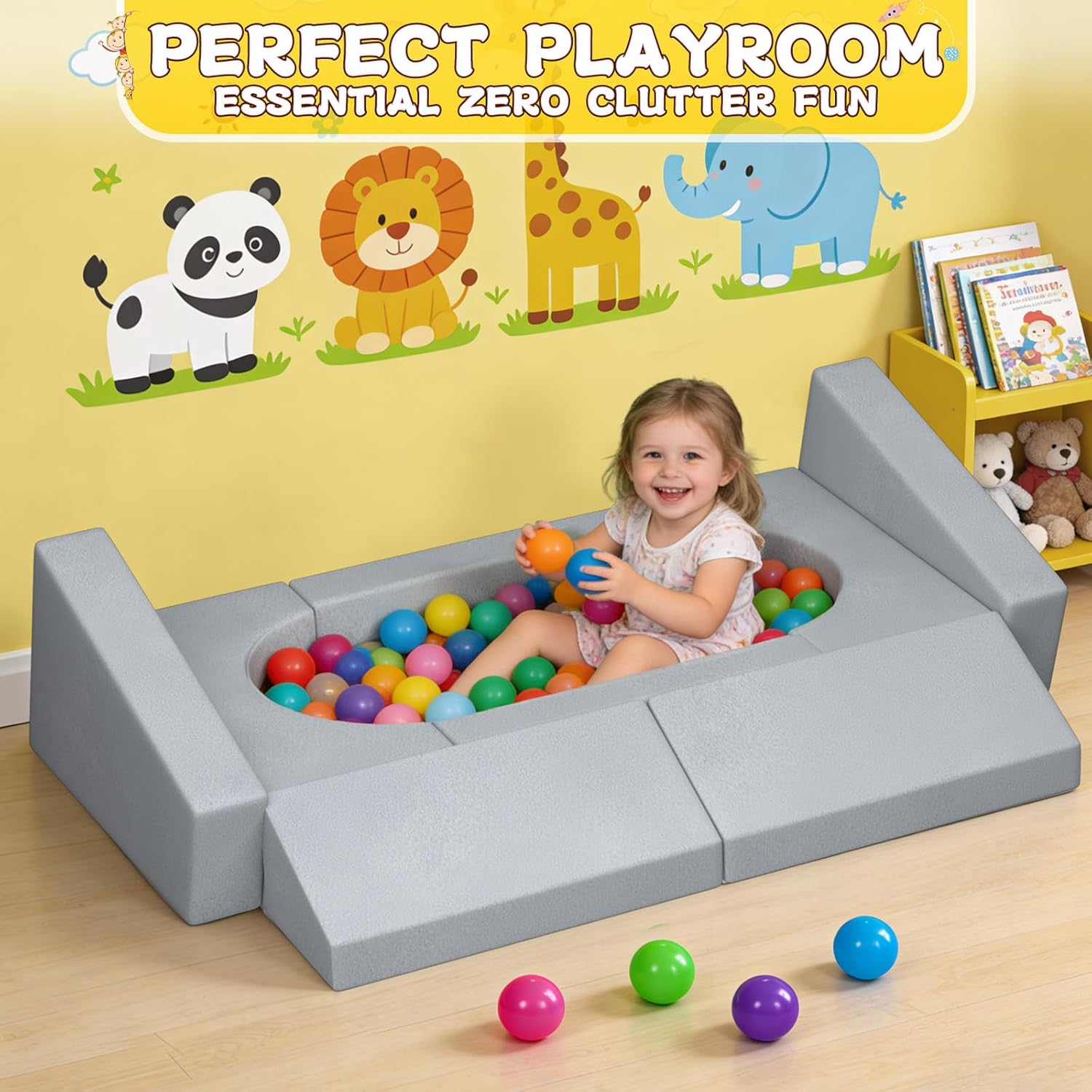 Alternative view of laapee 15pcs Unique Modular Kids Play Couch - Custom Nugget Style Toddler Sofa Bed with Removable Crystal Velvet Cover, Safe Kids Furniture for Playroom & Bedroom, for Boys and Girls