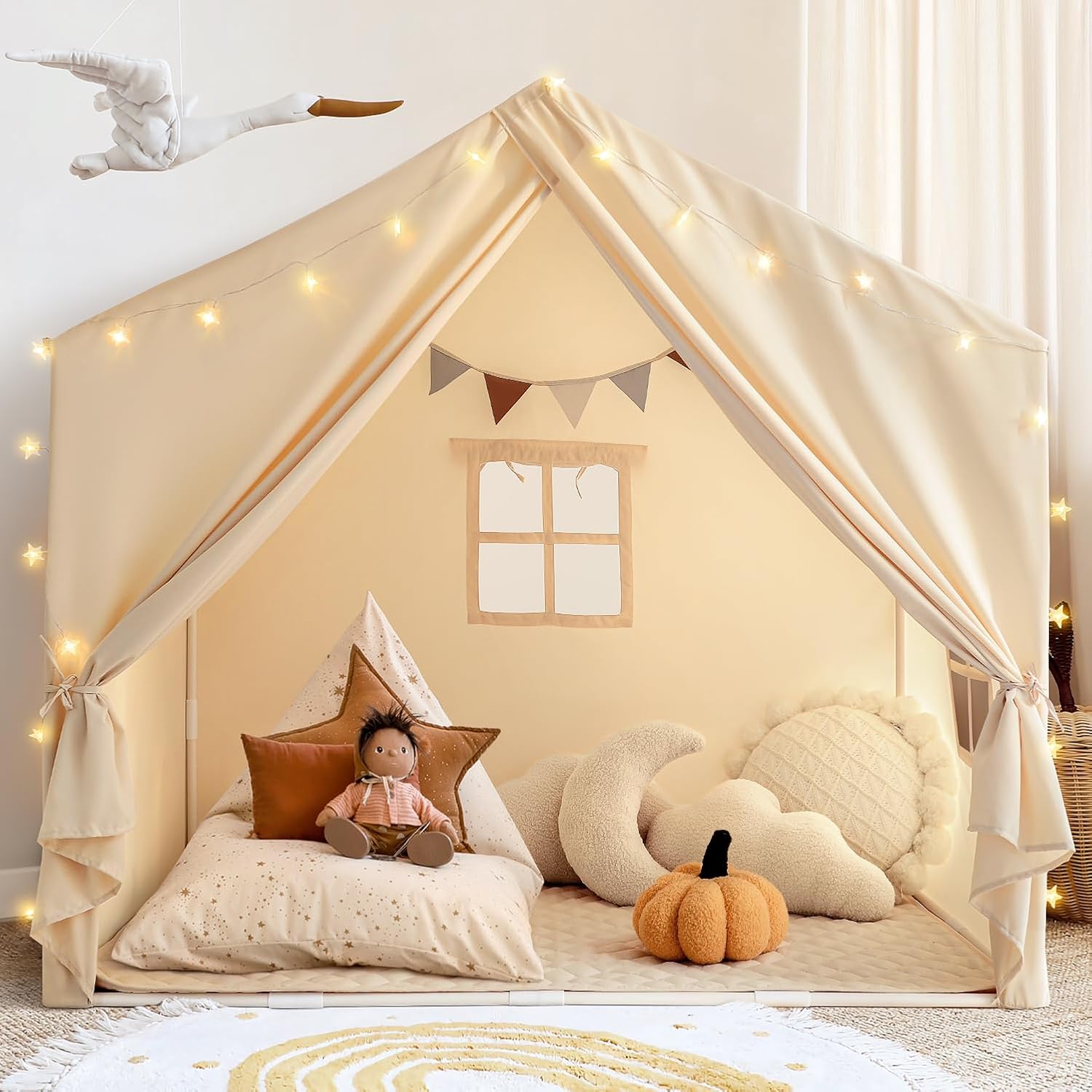 Kids Play Tent Indoor, Play Tents for Kids, Razee Large Playhouse Tent Play House with Padded Mat, Tent Castle for Toddlers, Play Cottage Kid Toys for Boy Girl Birthday Gift (Grey) - Image 9