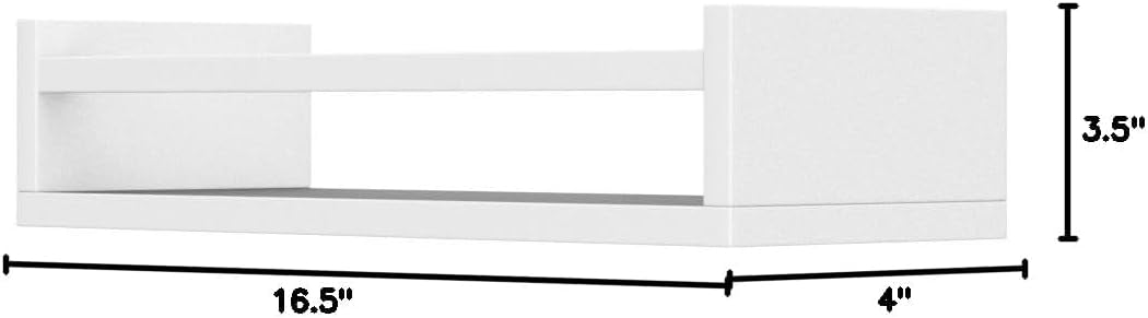 Onlysky Set of 4 Wall-Mounted Kid's Bookshelf - White Floating Nursery Book Shelves - Durable Wood Construction - Ideal for Nursery Decor, Kids Room, Toy Storage