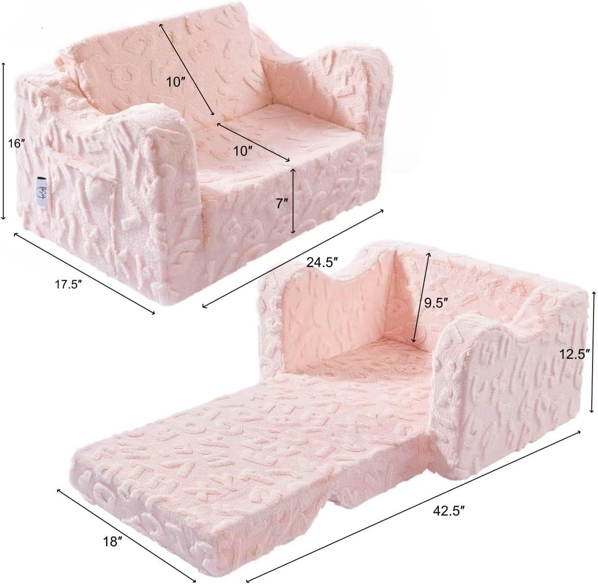 Alternative view of KokoSelene Toddler Couch, 2-in-1 Convertible Kids Chair to Lounger Bed, Baby Sofa for Toddler Boys Girls, Ideal for Reading Gaming Playing Decor (Pink)