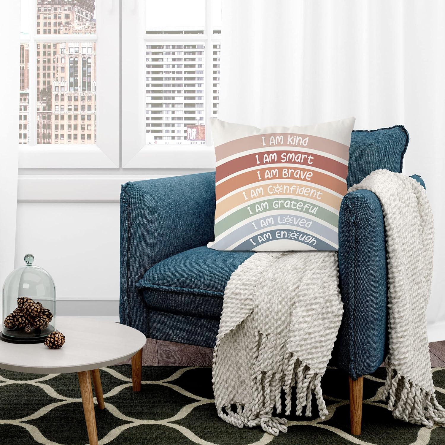 QIYUHOY Kids Classroom Reading Corner Rainbow Throw Pillow Covers 18x18, Positive Affirmations Pillow Case Decor for Calming Corner Cozy Corner Nursery Toddler Room Playroom - Image 4