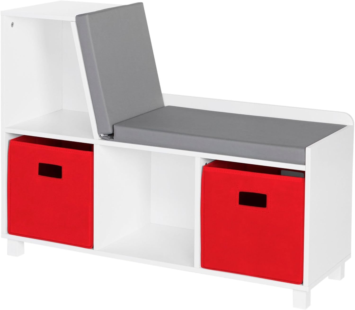 RiverRidge Kids Reading Nook and White Cubby Storage Bench with Comfy Cushioned Seat and Cubbies Toy Organizer, Pure White - Image 4