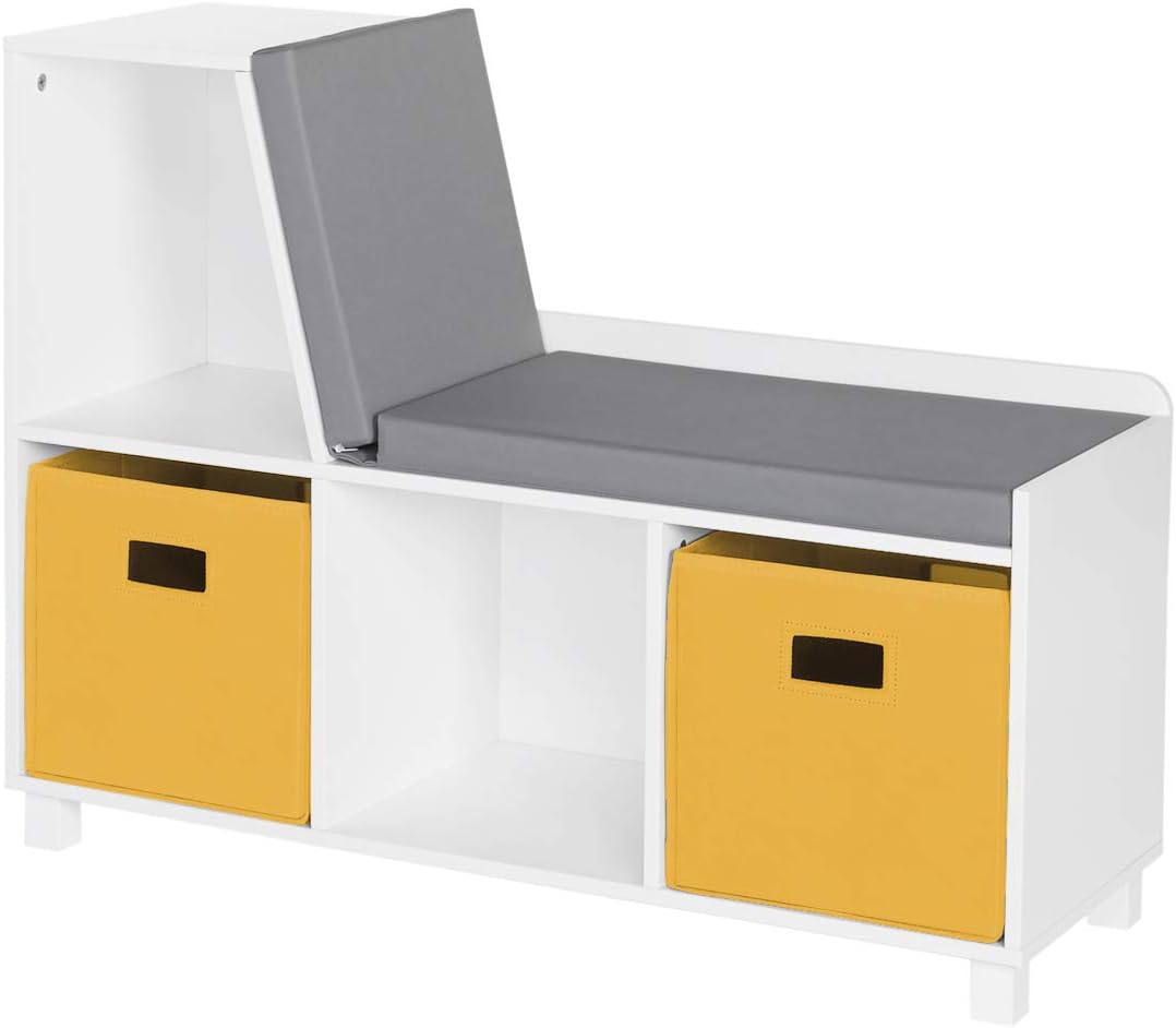 RiverRidge Kids Reading Nook and White Cubby Storage Bench with Comfy Cushioned Seat and Cubbies Toy Organizer, Pure White - Image 7