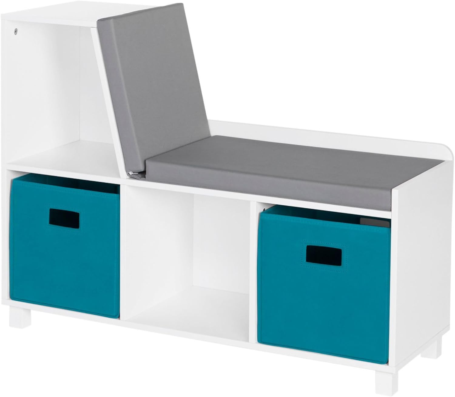 RiverRidge Kids Reading Nook and White Cubby Storage Bench with Comfy Cushioned Seat and Cubbies Toy Organizer, Pure White - Image 8