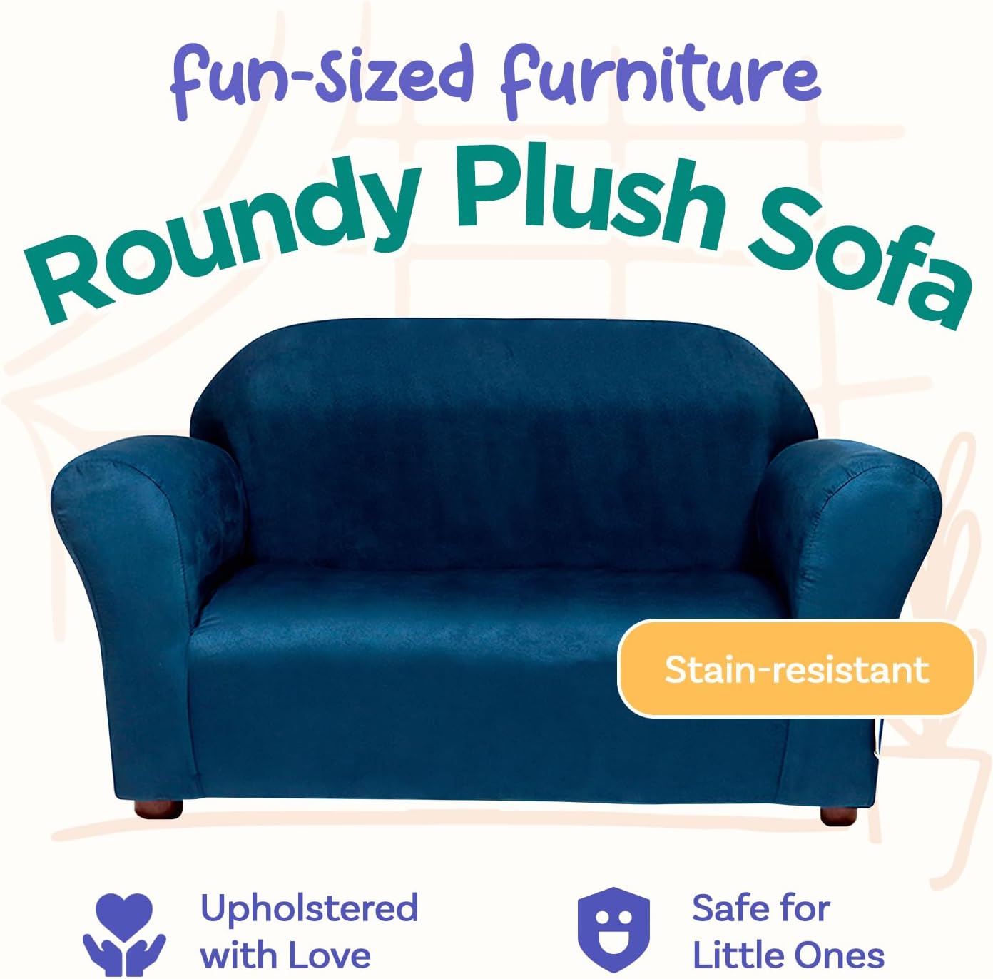 Alternative view of Keet Roundy Childrenu2019s Sofa u2013 Durable Wooden Frame, Soft Microsuede Upholstery, Ergonomic & Padded Seat, Comfortable Toddler Couch for Ages 2u20135, Ideal for Bedrooms, Playrooms & Daycares.
