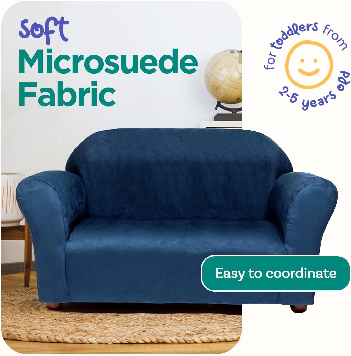 Keet Roundy Childrenu2019s Sofa u2013 Durable Wooden Frame, Soft Microsuede Upholstery, Ergonomic & Padded Seat, Comfortable Toddler Couch for Ages 2u20135, Ideal for Bedrooms, Playrooms & Daycares. - Image 3