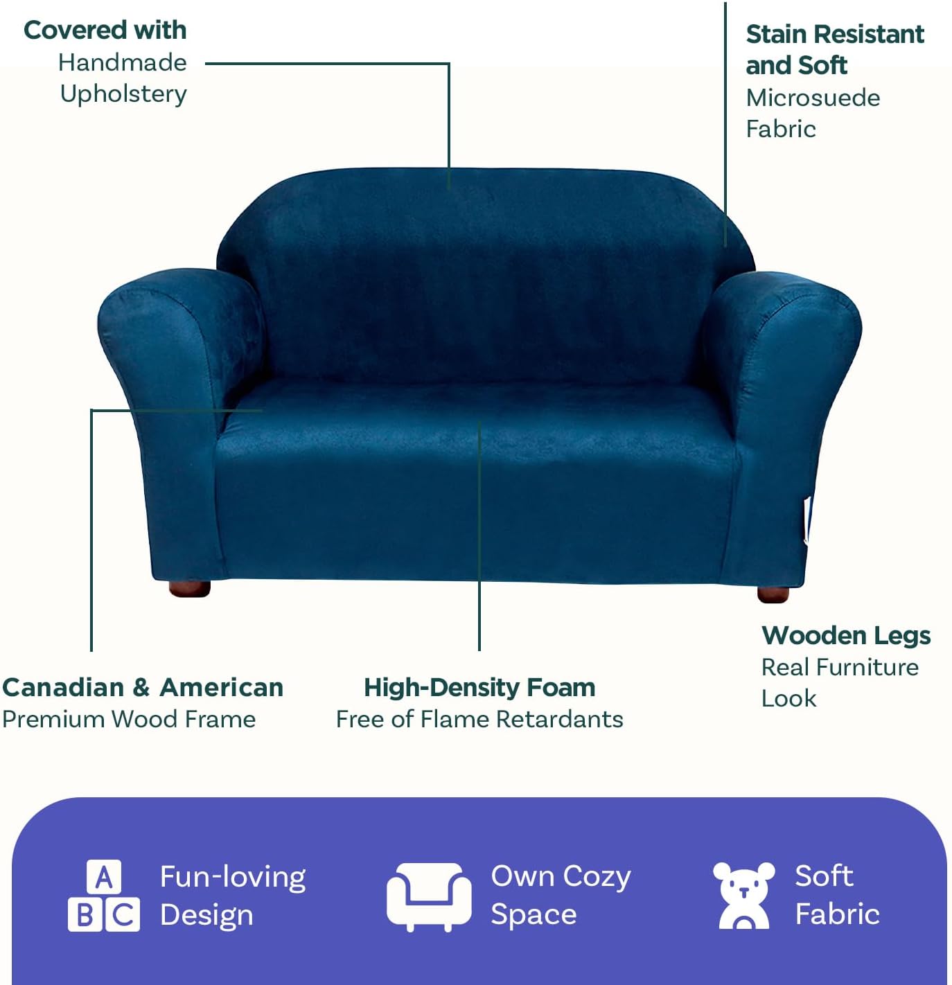 Keet Roundy Childrenu2019s Sofa u2013 Durable Wooden Frame, Soft Microsuede Upholstery, Ergonomic & Padded Seat, Comfortable Toddler Couch for Ages 2u20135, Ideal for Bedrooms, Playrooms & Daycares. - Image 4