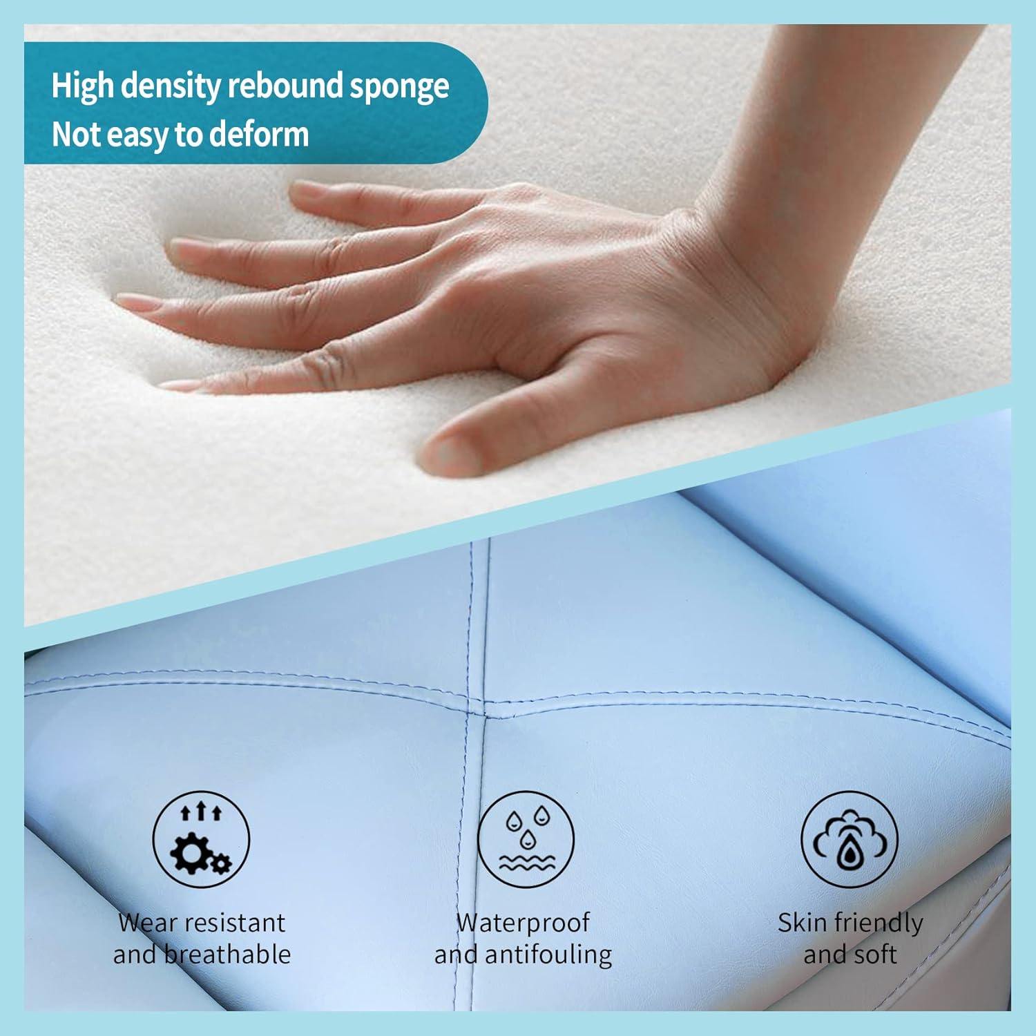 UNICOO Toddler Convertable Sofa, 2-in-1 Double Set Sofa Convert to Table & 2 Chairs, Toddler Lounge with Wooden Frame and Leather Surface, Childrens Couch Armrest Chair with Storage Box (Sky Blue) - Image 6