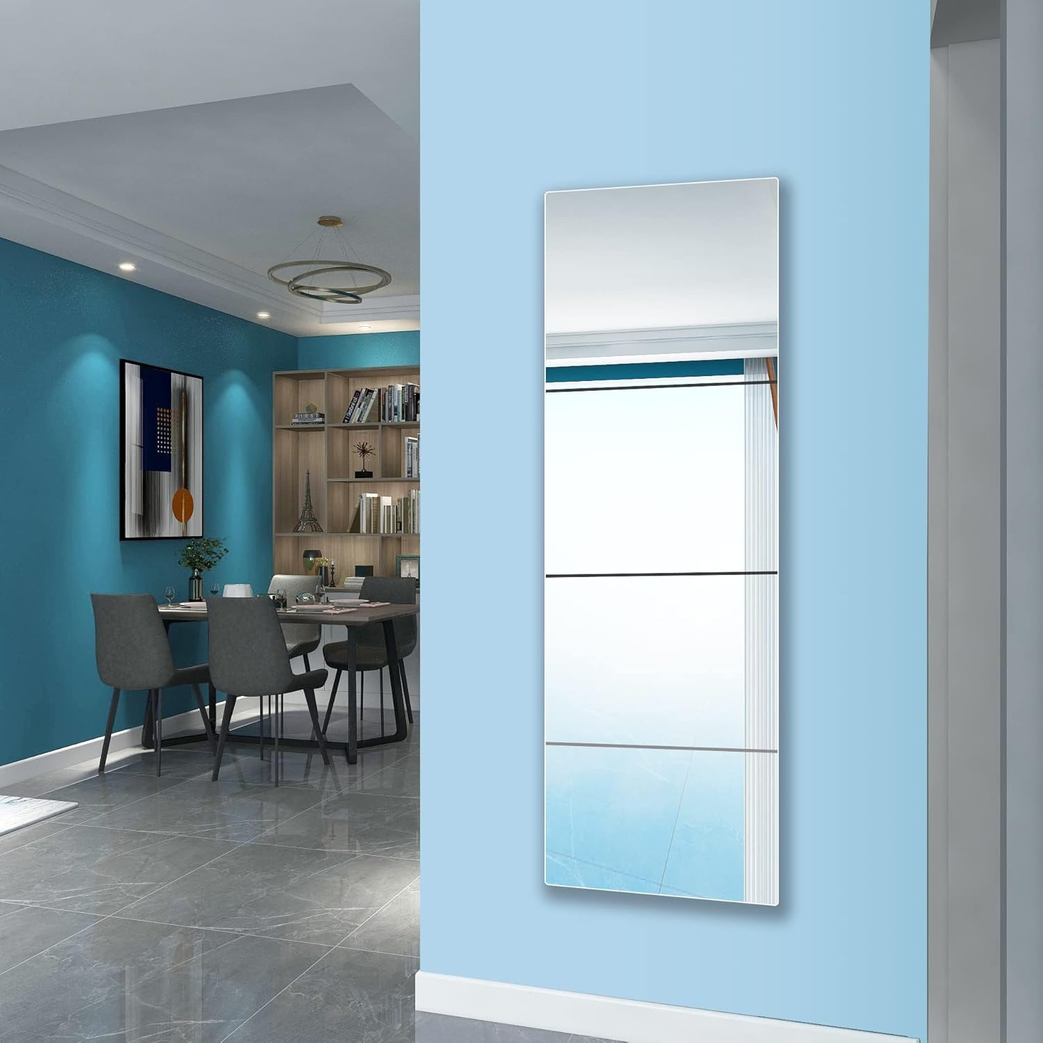 quegau Full Length Mirror for Kids Safety Shatterproof Mirror,Plastic Wall Mirror,Made of Acrylic Plexiglass Mirror,4 Pcs 10"x10",Long Bedroom Door Closet Mirror,Workout for Home Gym Body Mirror