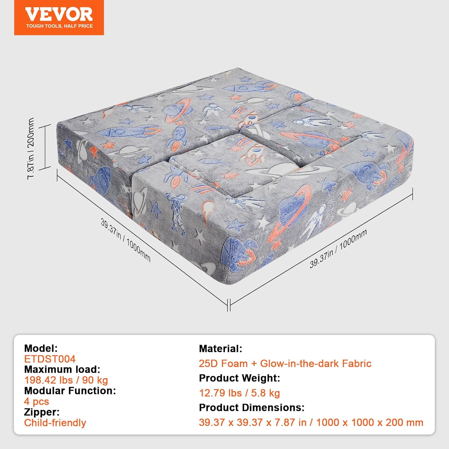 Alternative view of VEVOR Kids Couch, 4Pcs Toddler Couch Sofa Bed, Kids Chair Seat Playroom Furniture, Child Sectional Sofa with Removable Cover for Kids Girls & Boys, Dark Grey