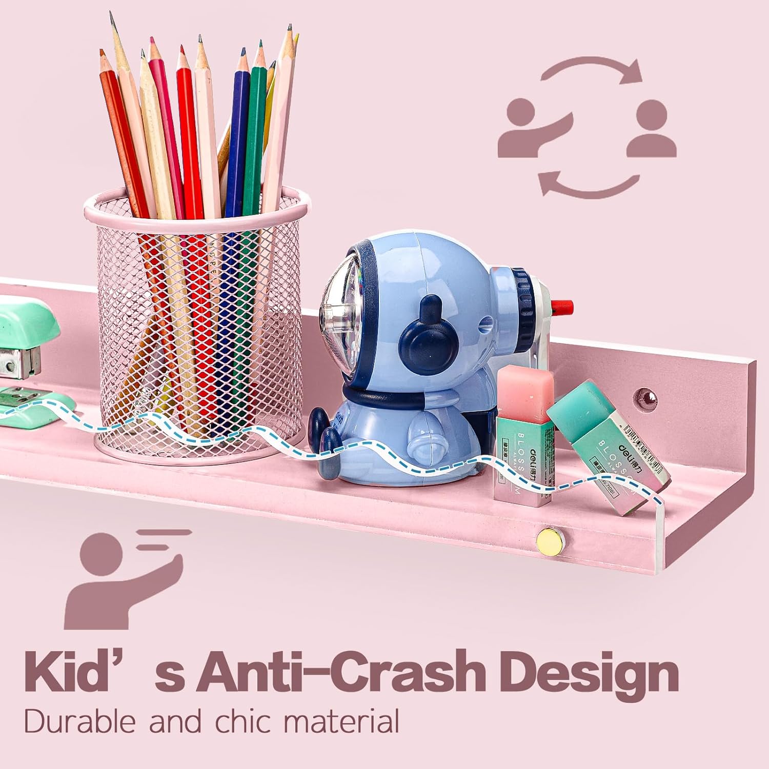 Alternative view of yesaior 4-Pack 16.5 Inches Nursery Book Shelves for Wall, Clear Acrylic and Wooden Floating Rack for Bedroom Kids, Scalloped Book Shelves, Toddler Room, Playroom & Nursery Decor