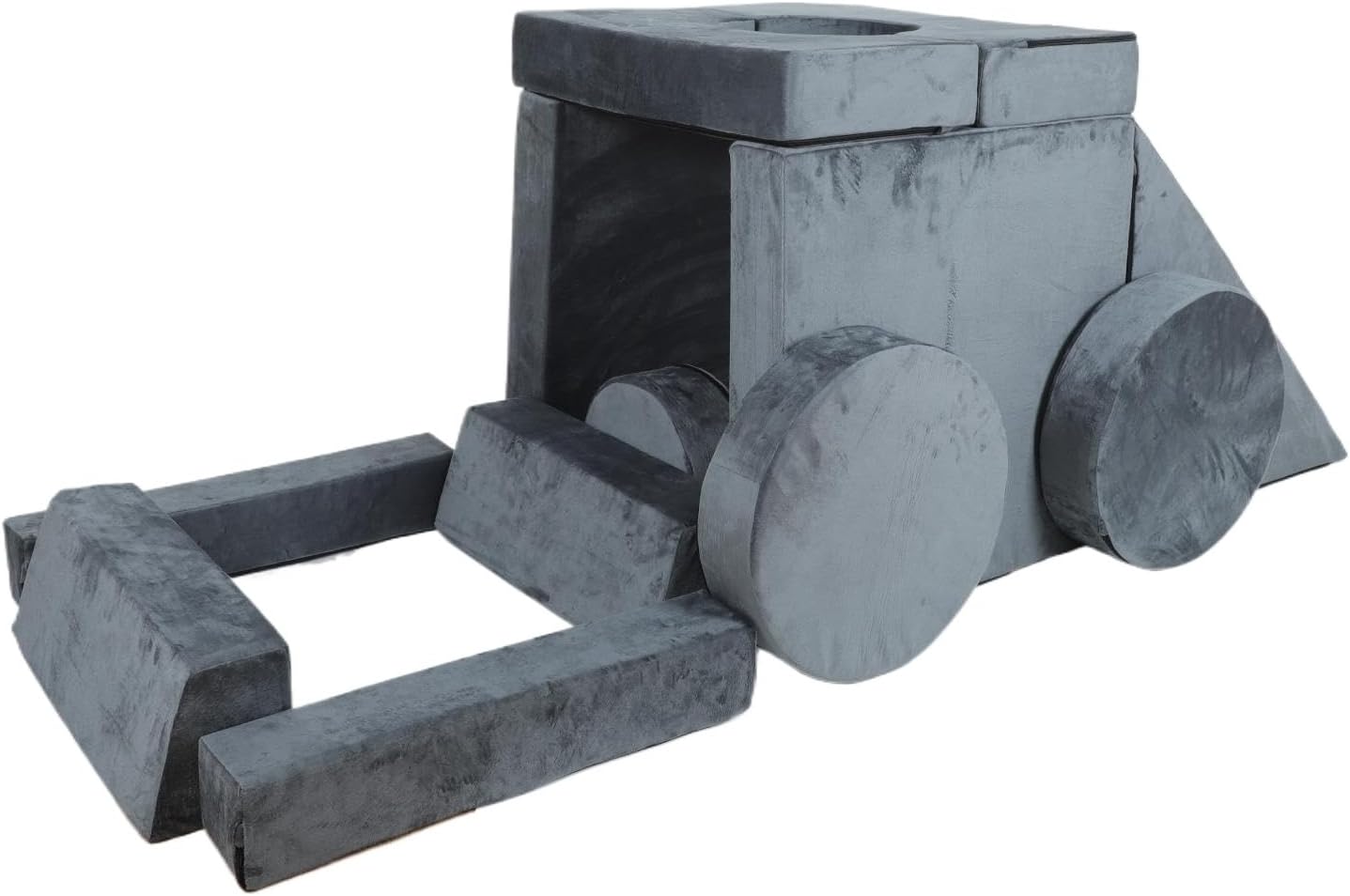 14Pcs Modular Kids Play Couch, Child Sectional Sofa Imaginative Furniture Play Set for Creative Kids, Toddler to Teen Bedroom Furniture, Girls and Boys Playroom Convertible Sofa (Cotton, Grey) - Image 6