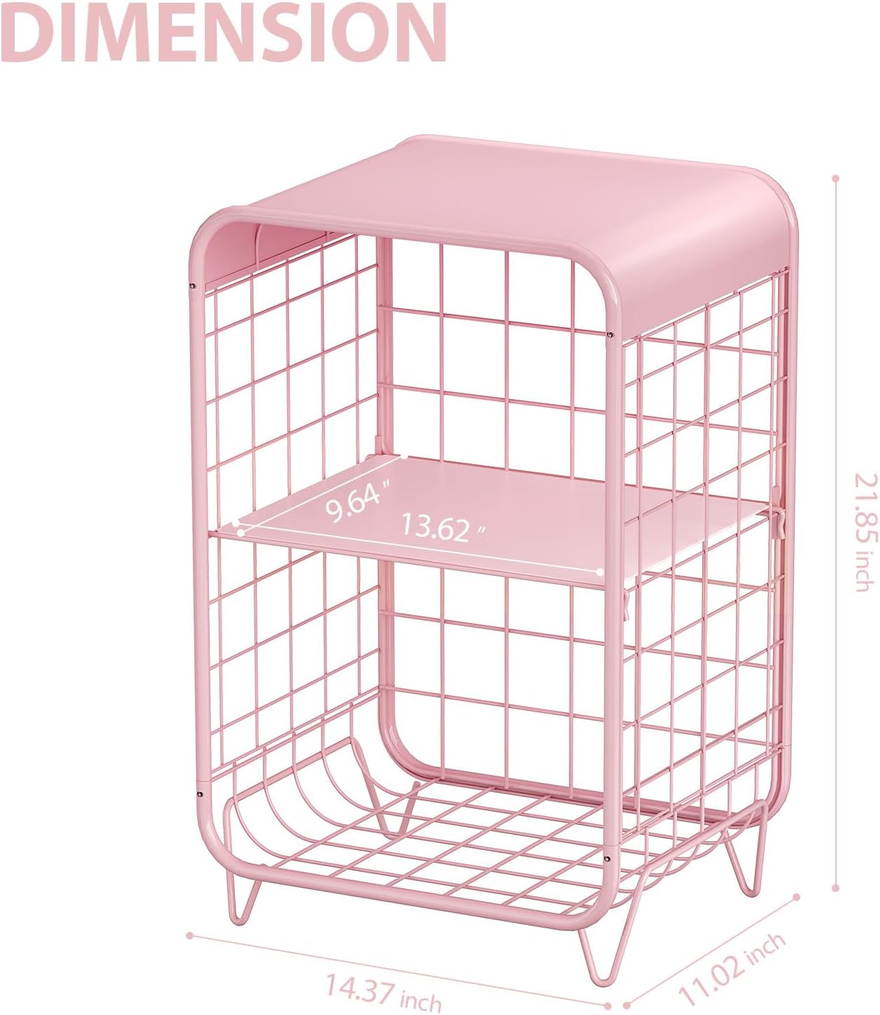 Alternative view of APEXCHASER Cute Kids Pink Nightstand,Metal Side Table,3 Tier End Table with Storage,Vintage Bedside Table,Girls Bedroom Furniture for Living Room,Bedroom,Dorm