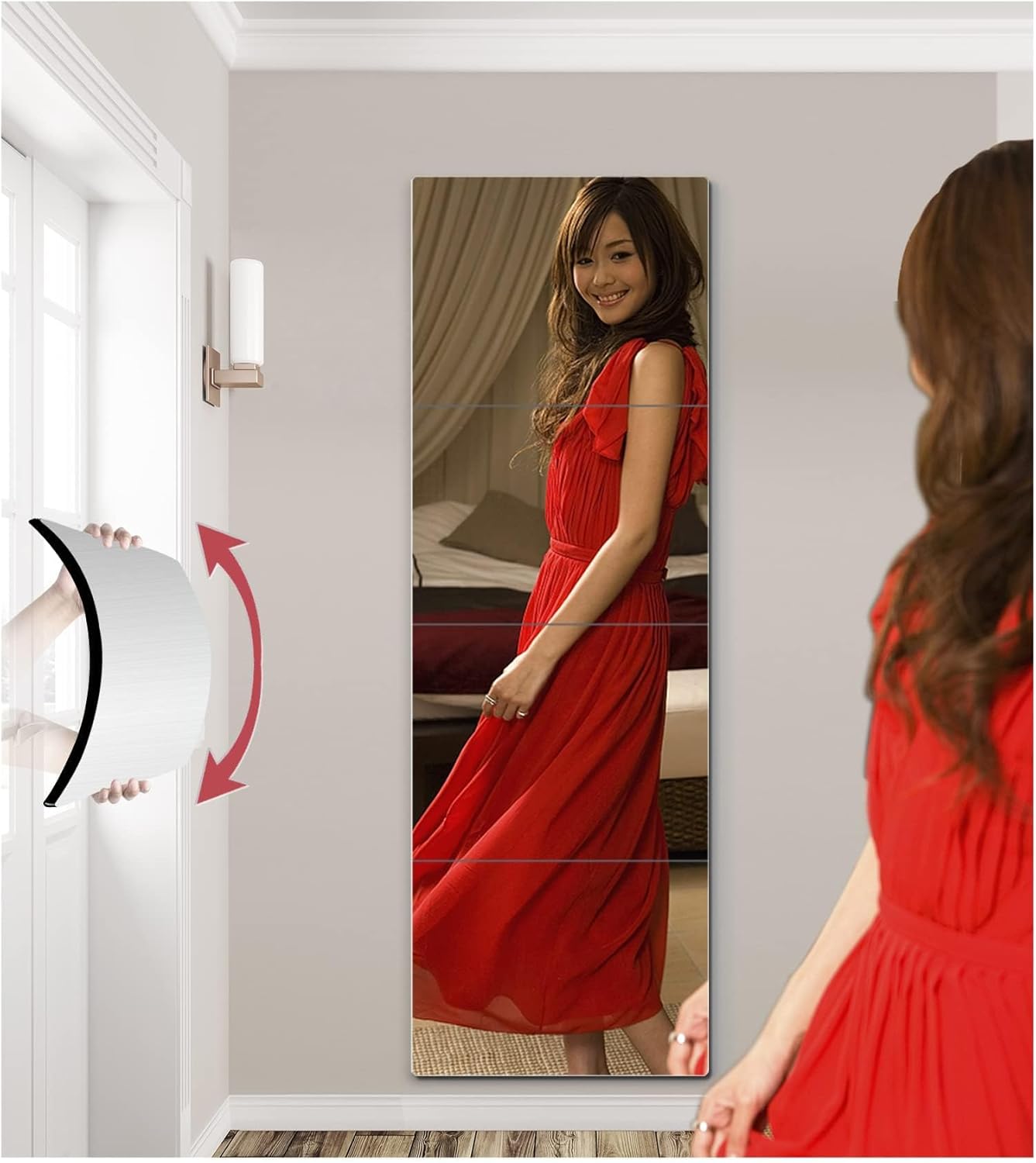 Alternative view of Shatterproof Kids Wall Mirror Tiles, 4Pcs 10"x10" Self Adhesive Acrylic Mirror, Unbreakable Plastic Mirrors for Toddler, Frameless Small Mirrors, Plexiglass Long Mirrior for Classroom,Children's room