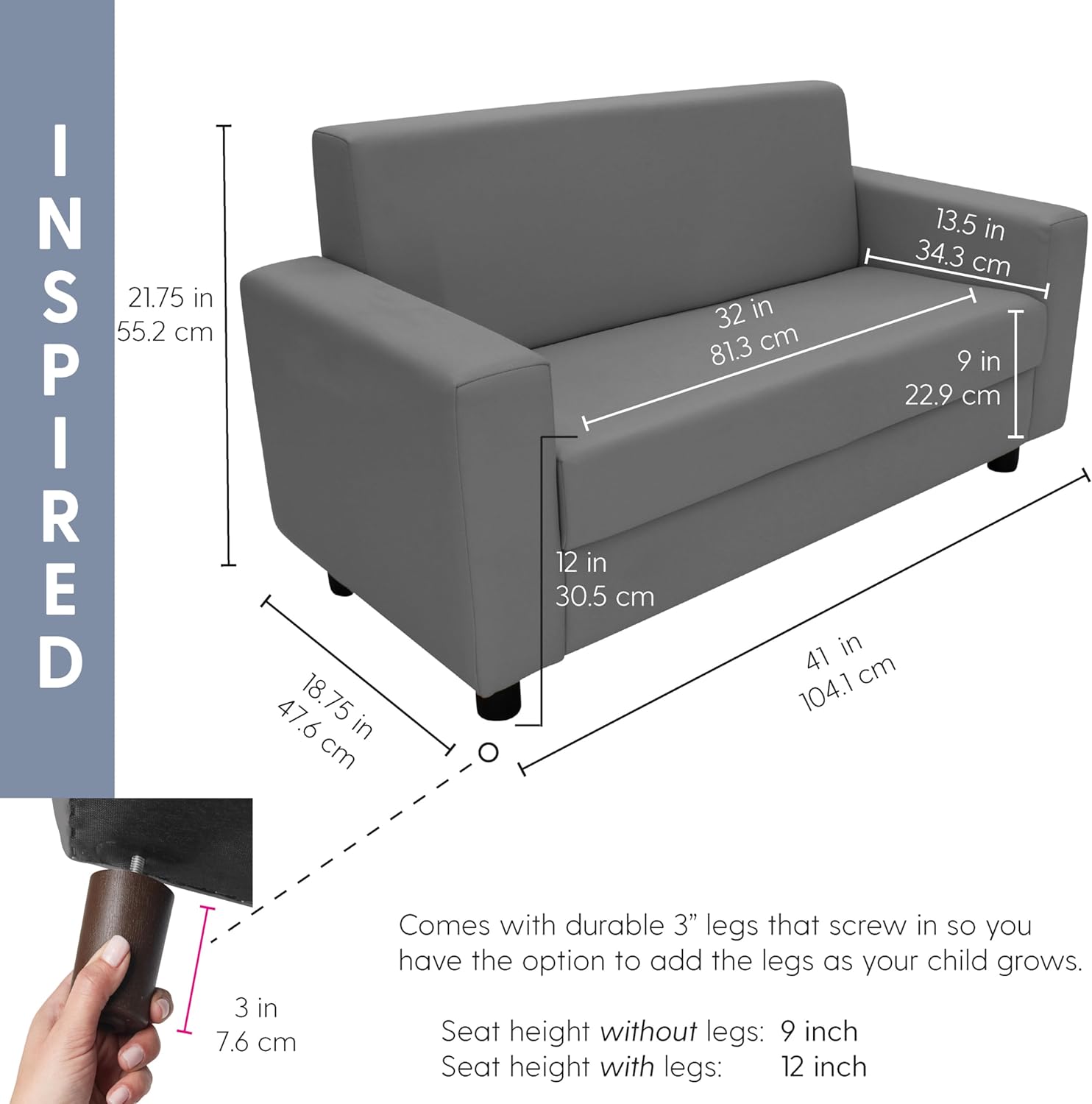 Alternative view of Factory Direct Partners SoftScape Inspired Playtime Classic Reading Sofa, Children's Commercial-Grade Upholstered Furniture for Home, Daycare, Preschool, Library; Comfy Modern Design - Blue, 14473-BL