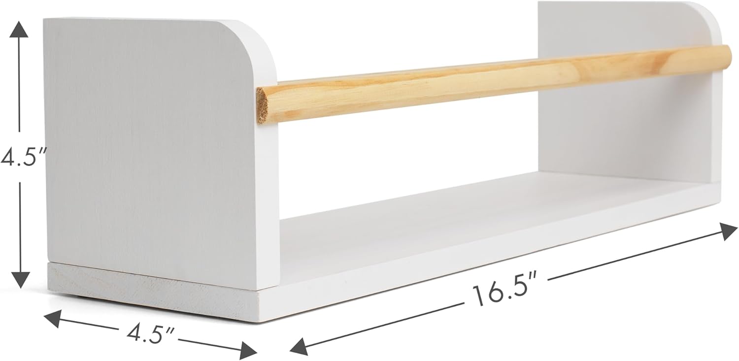 Alternative view of Decorative Nursery Bookshelves for Kids - Set of 3 Easy to Install Floating Shelves for Wall Mount - Beautiful Hanging Organizer Furniture for Your Baby Boy or Girl's Bedroom and Play Room Decor