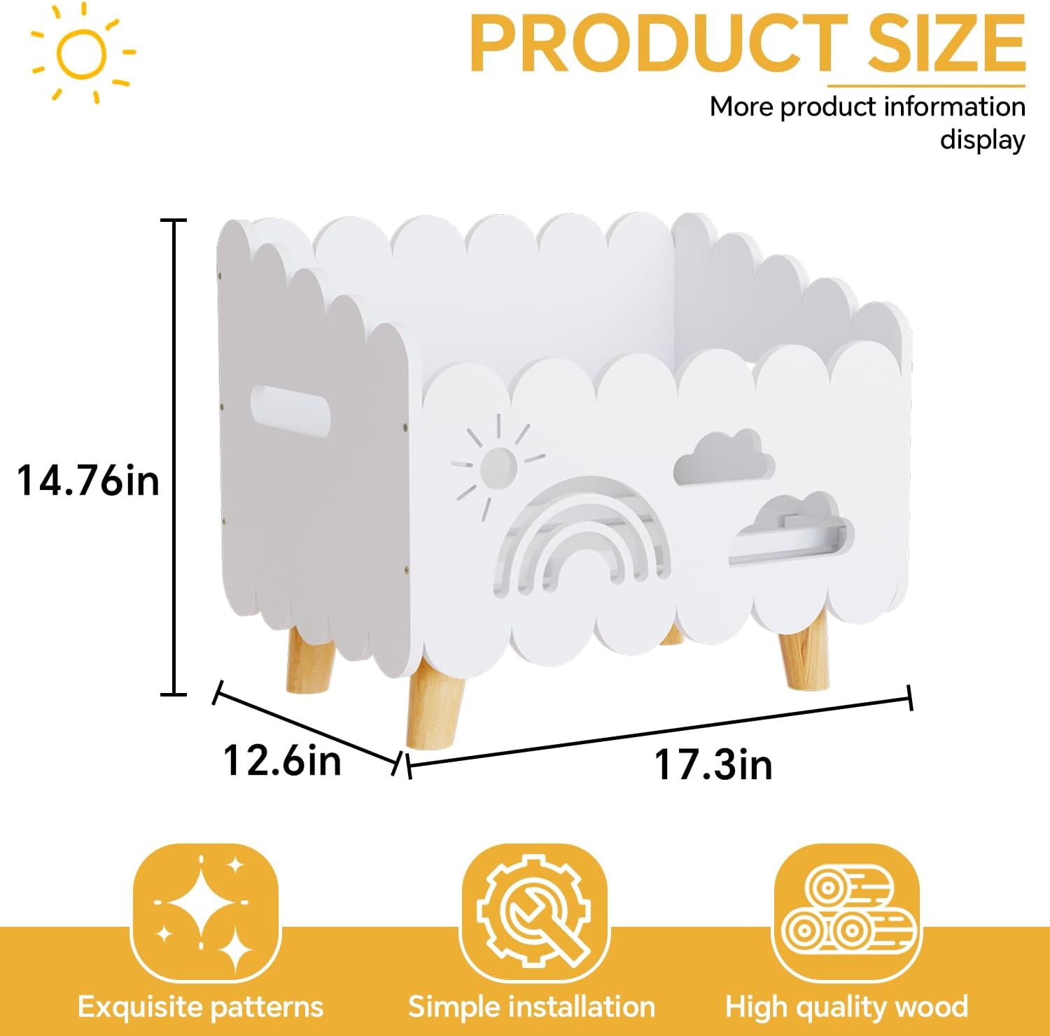 Wood Kids Bookshelf, Montessori Bookshelf, With 2 Adjustable Dividers, Suitable Kids Rooms, Nursery & Classroom, Kids Bookshelf And Toy Storage, Toddler Book Rack, Nursery Book Shelves, Kids Bookcase