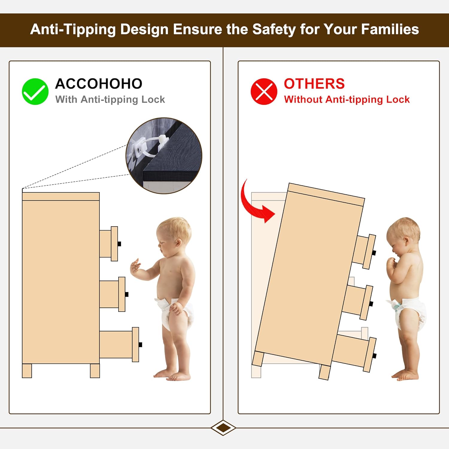ACCOHOHO Modern 9 Drawer Dresser for Bedroom, 52" Wide Wooden Dressers with Large Storage,Handleless Chest of Drawers TV Stand for Living Room & Hallway, Curved Profile Design, White - Image 6