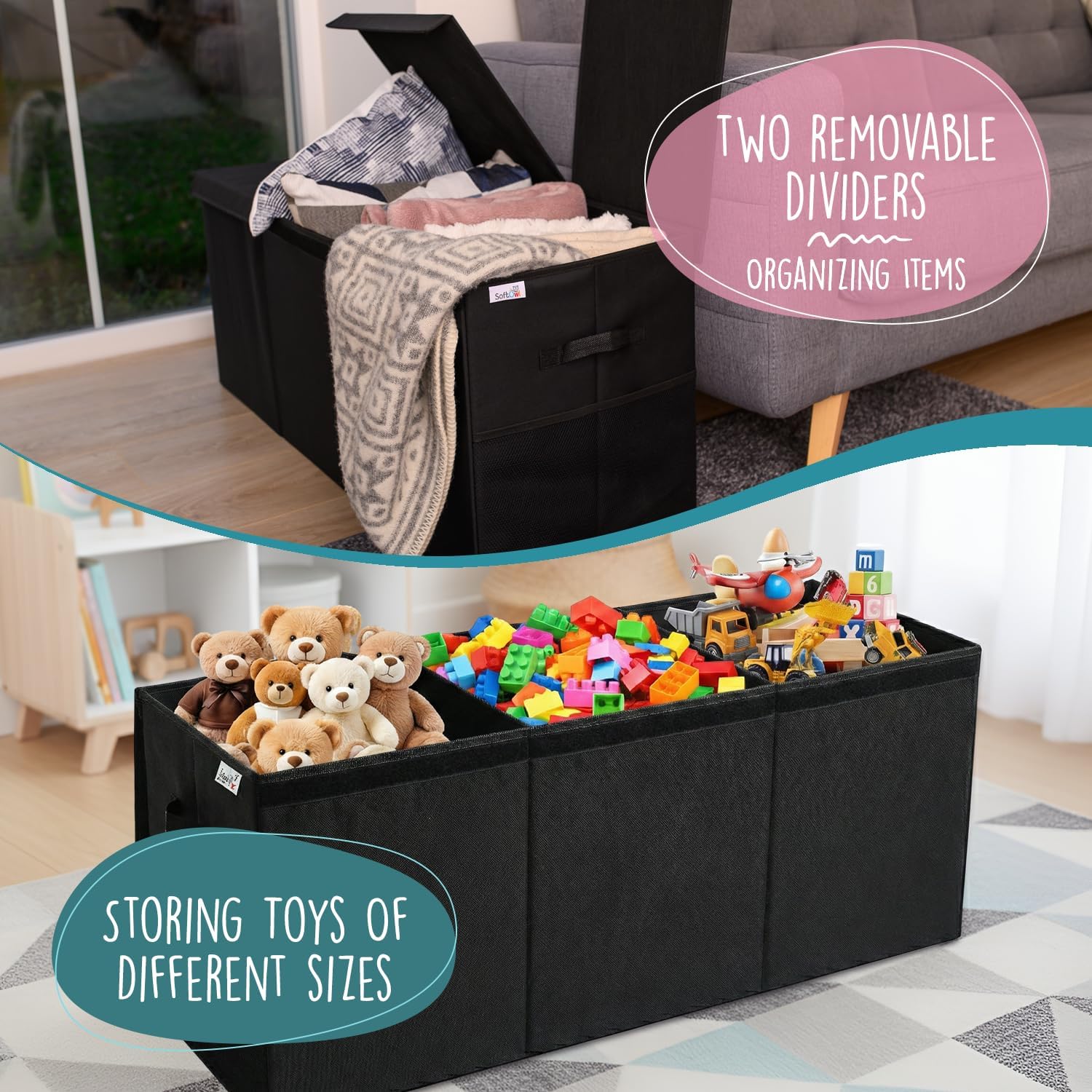 SoftOwl Extra Large Toy Storage Organizer with Lid - Sturdy, Collapsible Toy Chest Storage Box Design - Toys Bin with Dividers for Kids, Nursery, Bedroom, Playroom 37"x16"x14" - Image 5