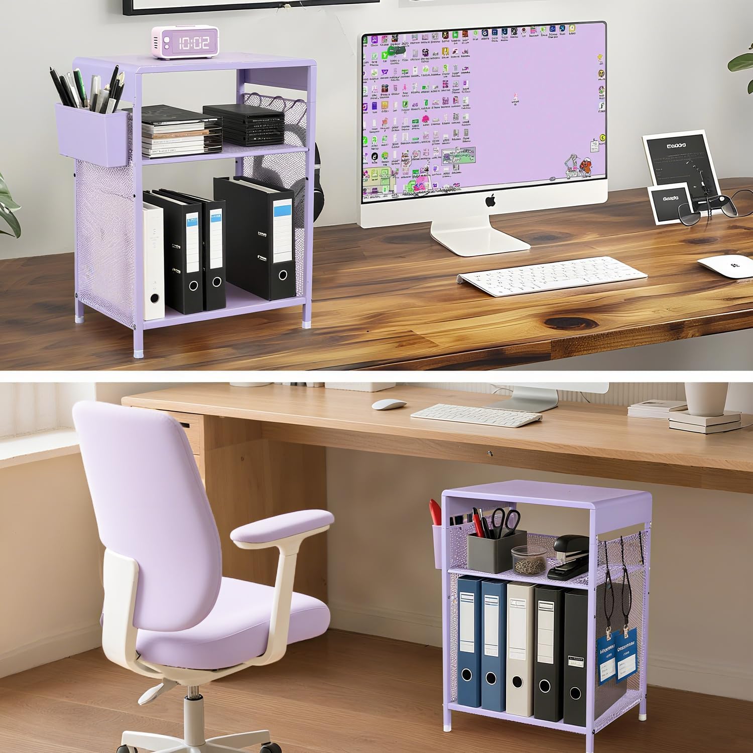 Gugsey Purple Nightstand, End Table with Hooks and Holder, Kids Nightstand for Bedroom, Toddler Bedside Table, Small Desk for Girls, Coffee Table for Living Room, Dorm, Office (Purple) - Image 6