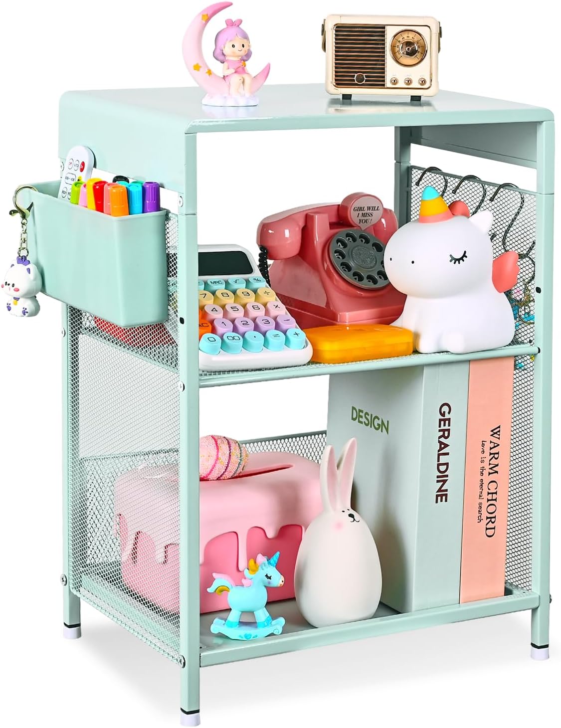 Gugsey Purple Nightstand, End Table with Hooks and Holder, Kids Nightstand for Bedroom, Toddler Bedside Table, Small Desk for Girls, Coffee Table for Living Room, Dorm, Office (Purple) - Image 7