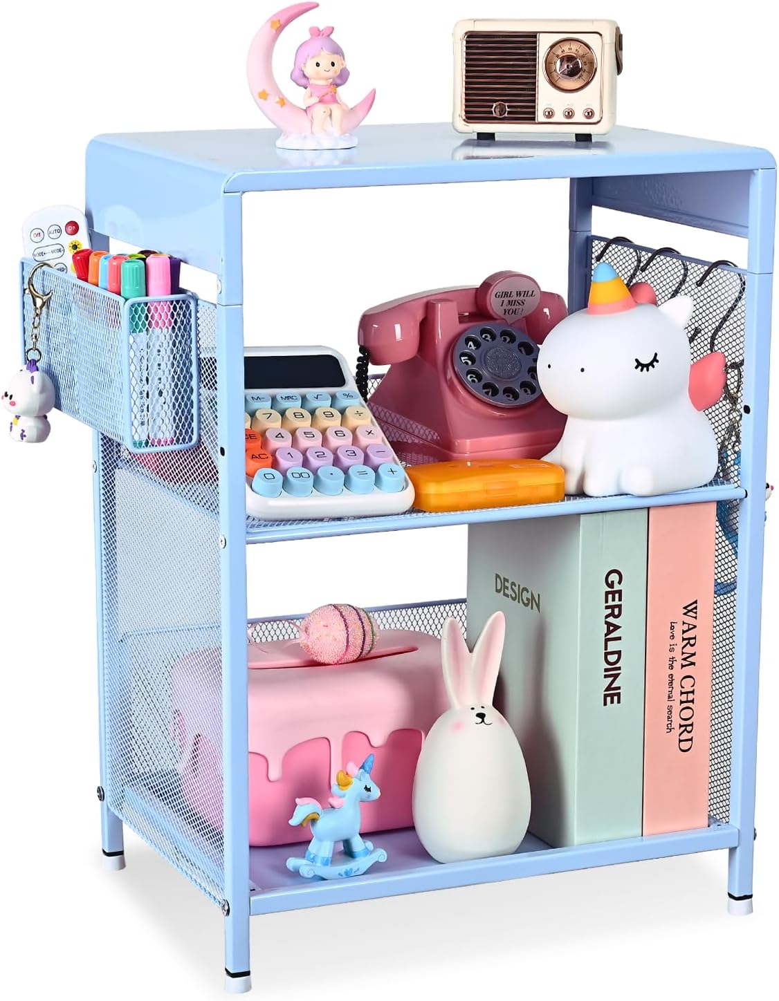 Gugsey Purple Nightstand, End Table with Hooks and Holder, Kids Nightstand for Bedroom, Toddler Bedside Table, Small Desk for Girls, Coffee Table for Living Room, Dorm, Office (Purple) - Image 8