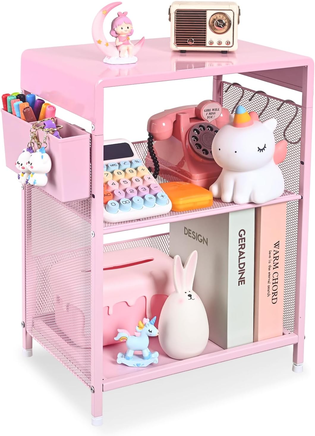 Gugsey Purple Nightstand, End Table with Hooks and Holder, Kids Nightstand for Bedroom, Toddler Bedside Table, Small Desk for Girls, Coffee Table for Living Room, Dorm, Office (Purple) - Image 9