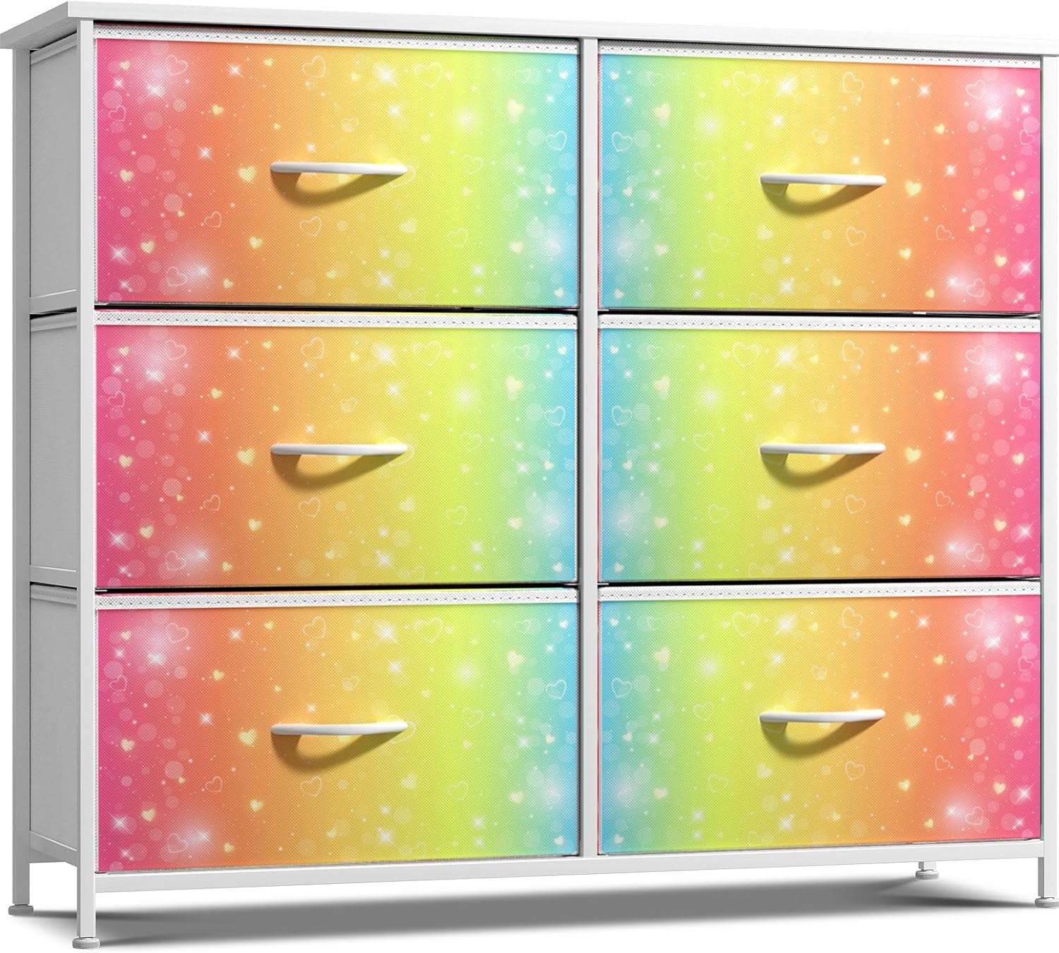 Sorbus Kids Dresser with 6 Drawers - Storage Chest Organizer Nightstand - Steel Frame, Wood Top, Tie-Dye Fabric Bins for Clothes - Wide Furniture for Bedroom, Hallway, Nursery, Closet, & Apartment - Image 6