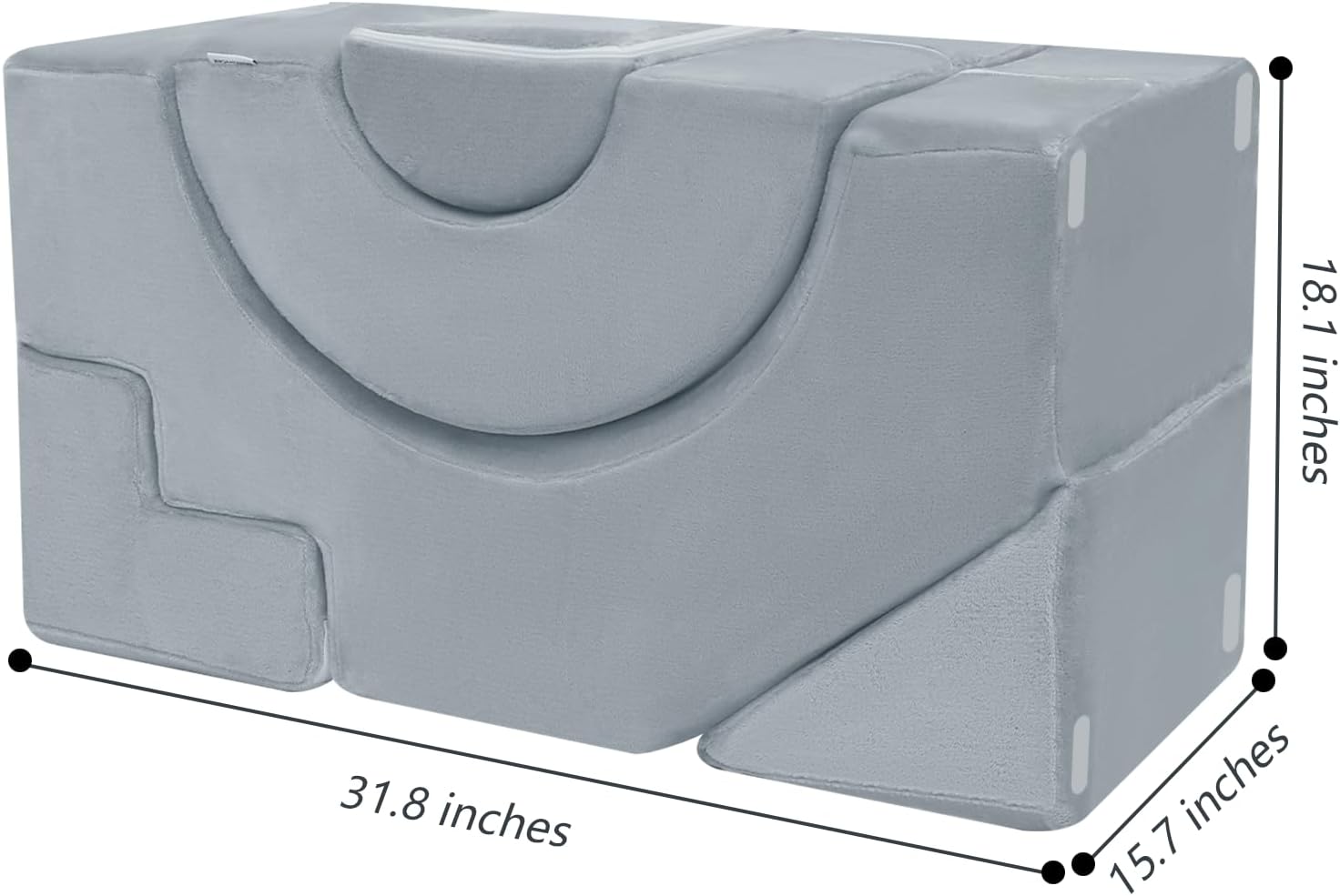 MeMoreCool Modular Kids Sofa u2013 Convertible Foam Couch with Slide & Stair, Playroom & Bedroom Sectional Child Furniture | Soft Washable Cover | Ages 3+ | Grey