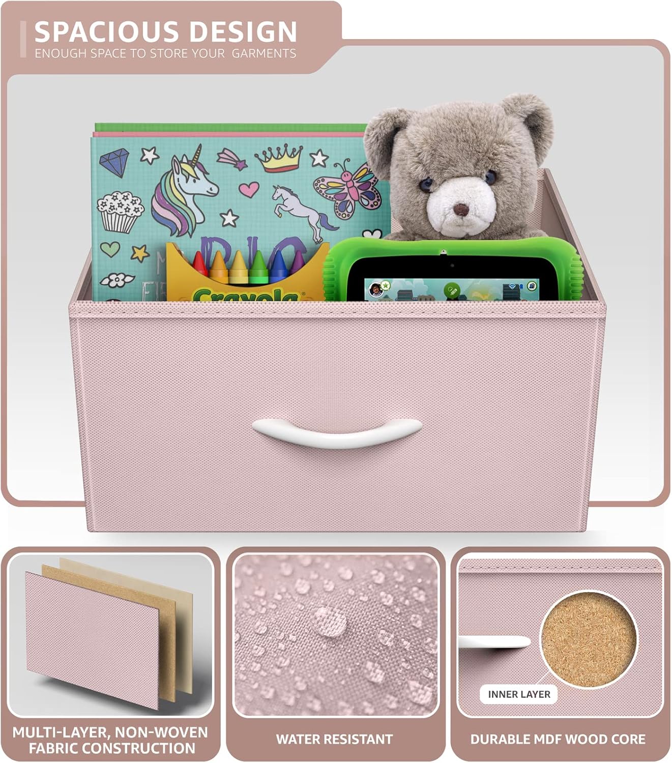 Sorbus Nightstand with 2 Drawers - Kids Bedside Furniture End Table Night Stand - Steel Frame, Wood Top & Easy Pull Fabric Bins - Dresser & Chest for Home, Bedroom Accessories, Office & College Dorm - Image 5