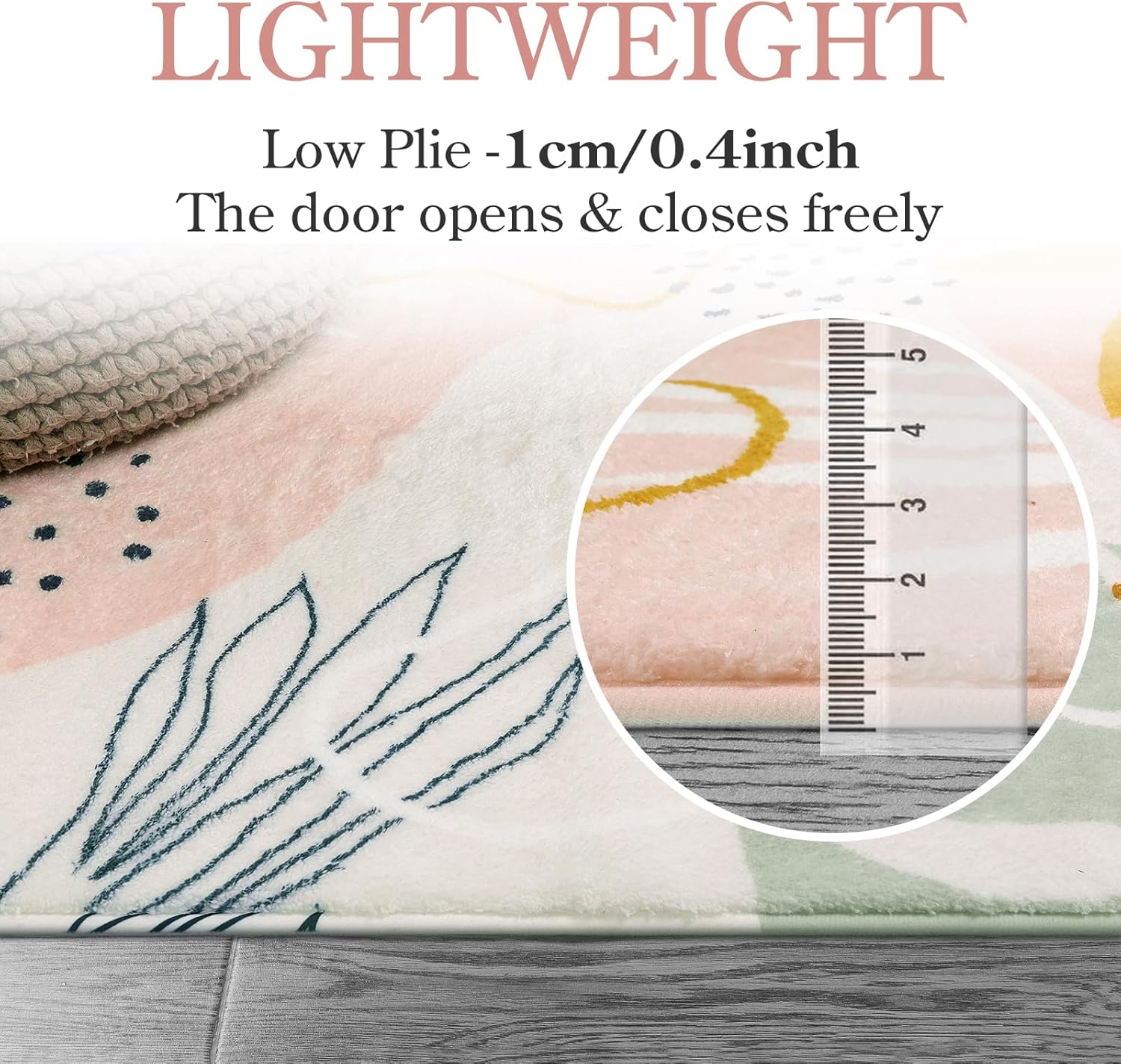 Alternative view of Lahome Pink Carpet for Living Room - 4x6 Area Rug for Bedroom Washable Non-Slip Boho Rug Throw Cute Soft Nursery Kids Rug, Abstract Botanical Print Indoor Rugs for Kitchen Entryway Laundry Dining Room