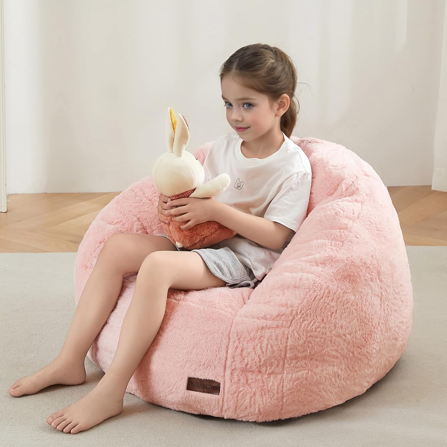 Alternative view of MAXYOYO Bean Bag Chair for Kids, Shell Shaped Bean Bag Couch for Boys and Girls, Toddler Chair Bean Bag Sofa for Playroom, Nursery Room, Pink