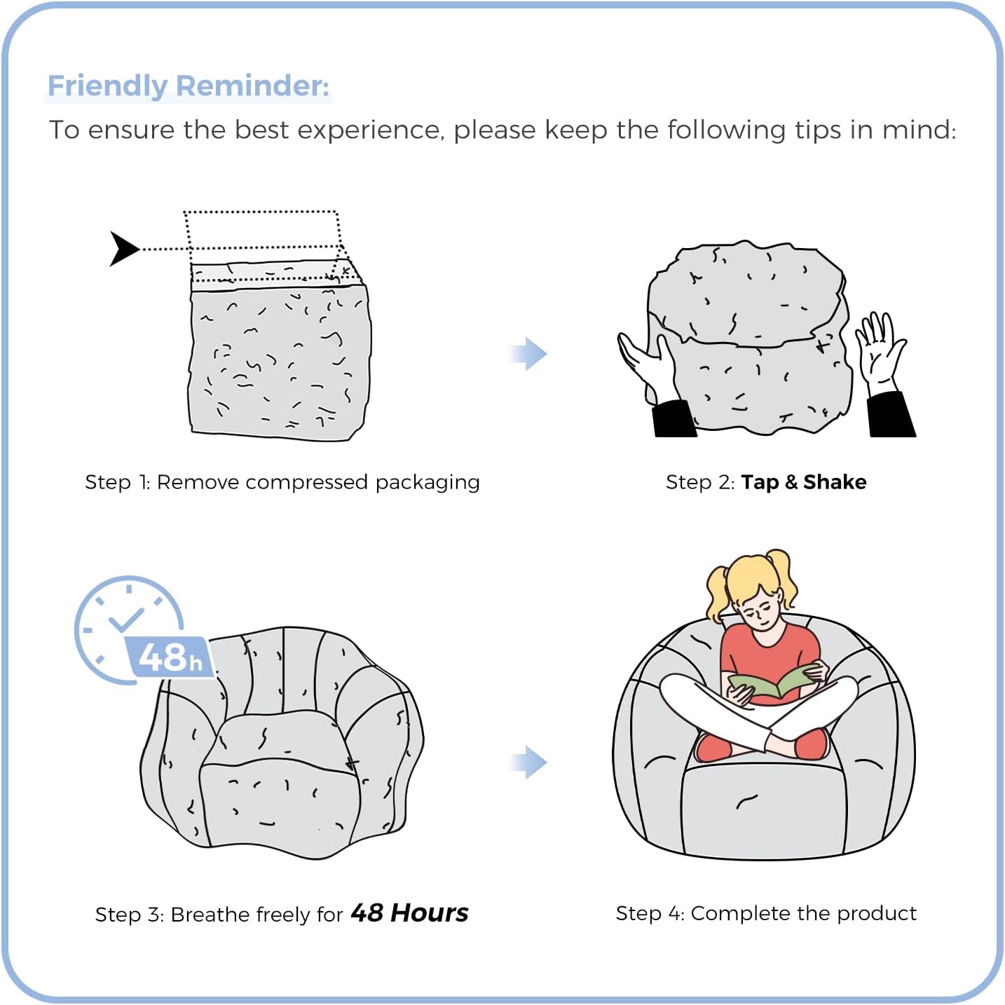 MAXYOYO Bean Bag Chair for Kids, Shell Shaped Bean Bag Couch for Boys and Girls, Toddler Chair Bean Bag Sofa for Playroom, Nursery Room, Pink - Image 4