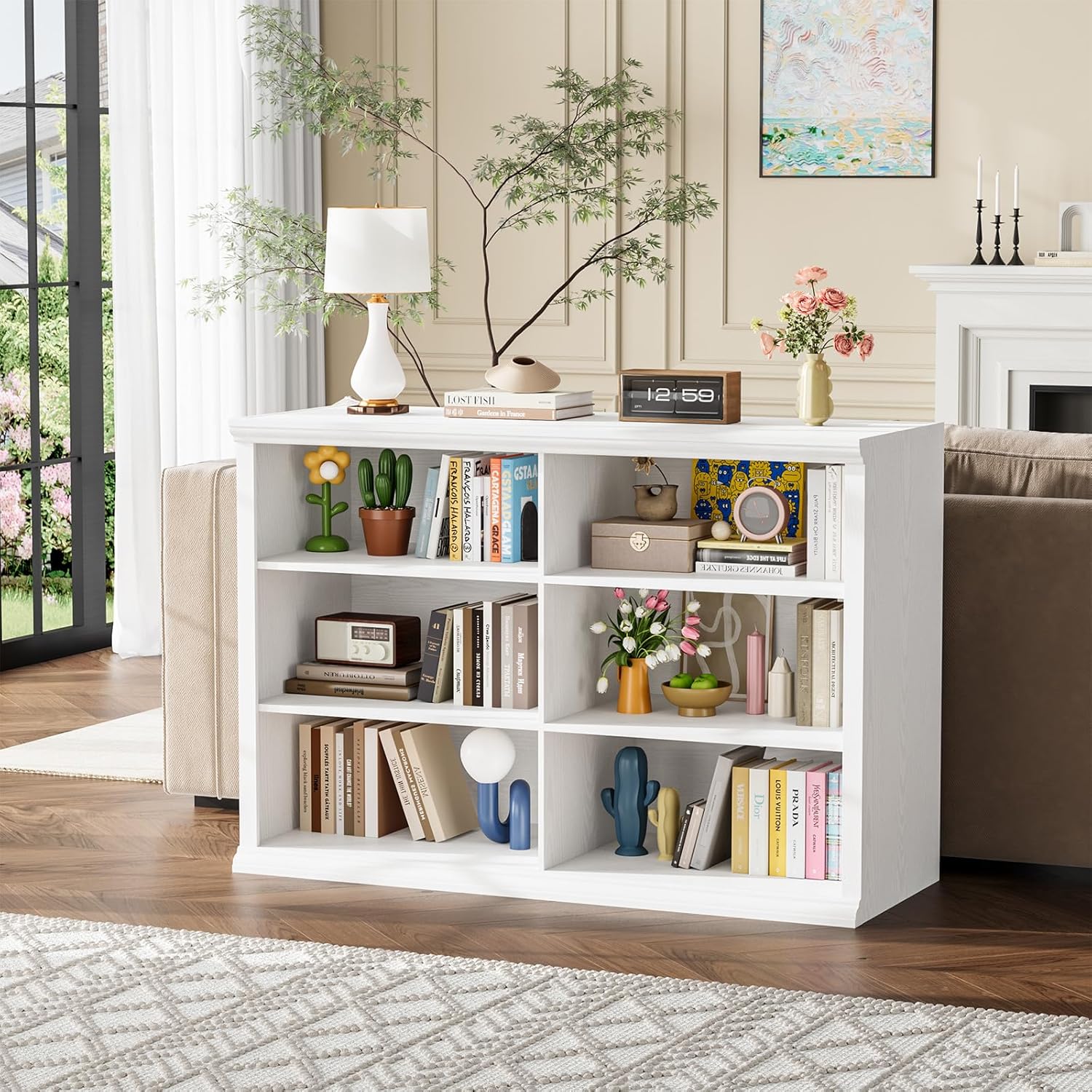 Alternative view of Rresyet 47.2" Wide Bookcase, 3-Tier Bookshelf Open Storage, 37" Tall Floor Standing Indoor Furniture, Book Cases for Home School Library Office Bedroom Kids, White