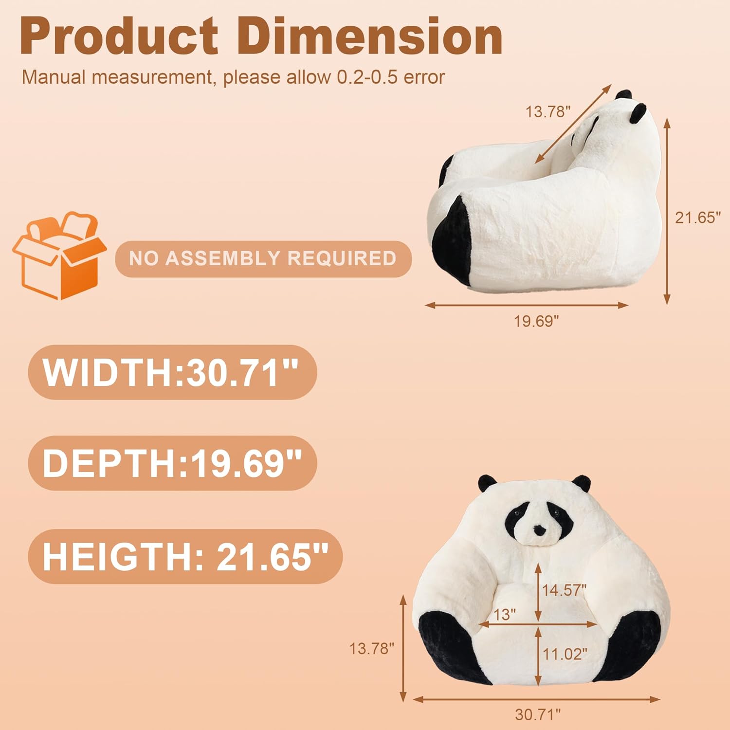 KSOBEBVT Kids Bean Bag Chair, Stuffed Big Accent Bean Bag Sofa with Filler Bean Bag Chairs for Boys and Girls, Comfy Floor Chair with Back Support Lazy Sofa for Living Room Bedroom Dorm, Beige