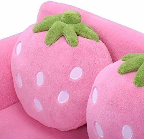 Costzon Kids Couch, Double Seat Pink Children's Sofa with 2 Strawberry Pillows, Toddler Armrest Chair for Bedroom, Living Room, Large Soft for Kids Loveseat Toy for Baby Girls Preschool Gifts Presents - Image 6