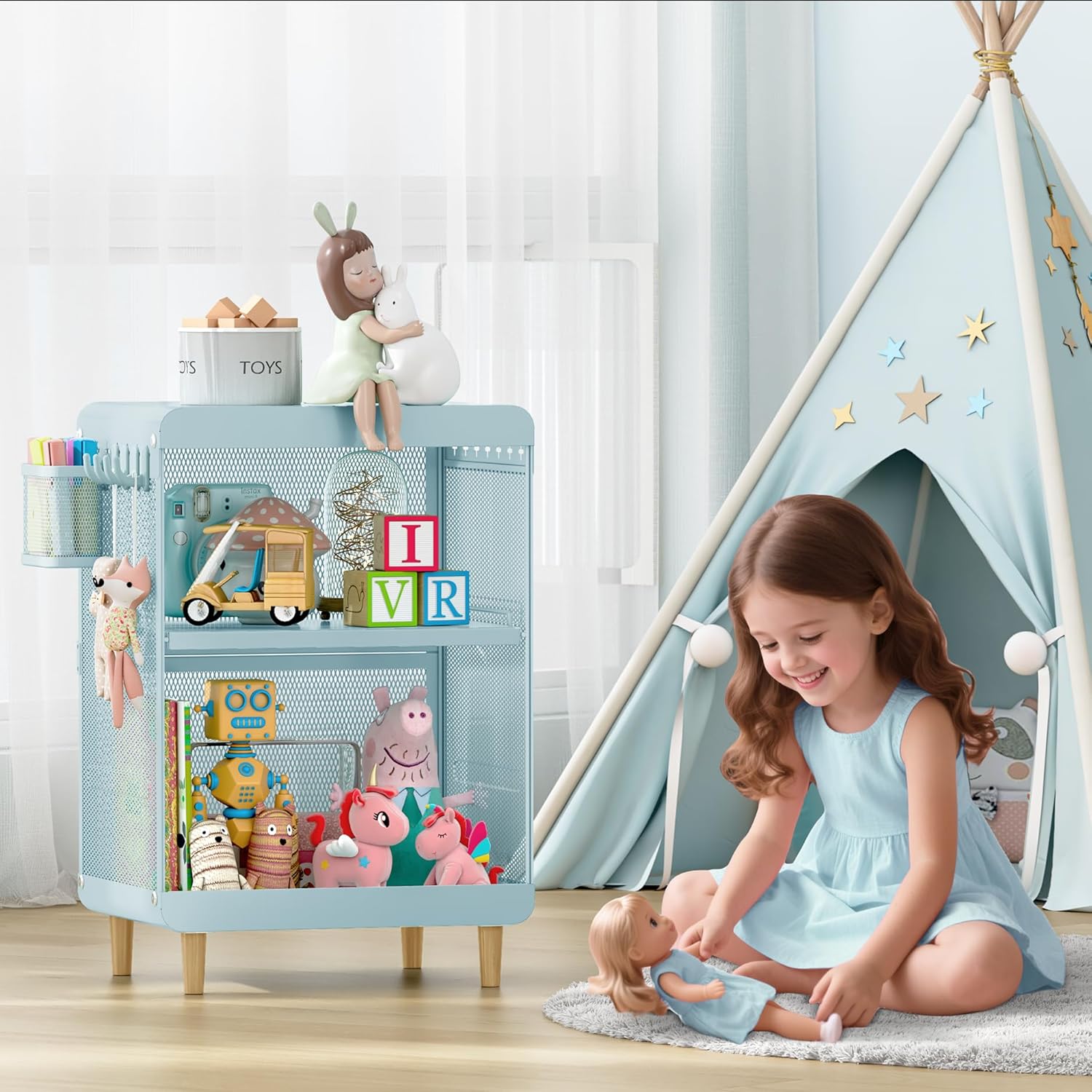 SYKIARIOL Kids Nightstand,Kids Bedside Table,Teen Girls Night Stand,Toddler Night Stand,End Table for Girls Room Storage,Mint Green Nightstand