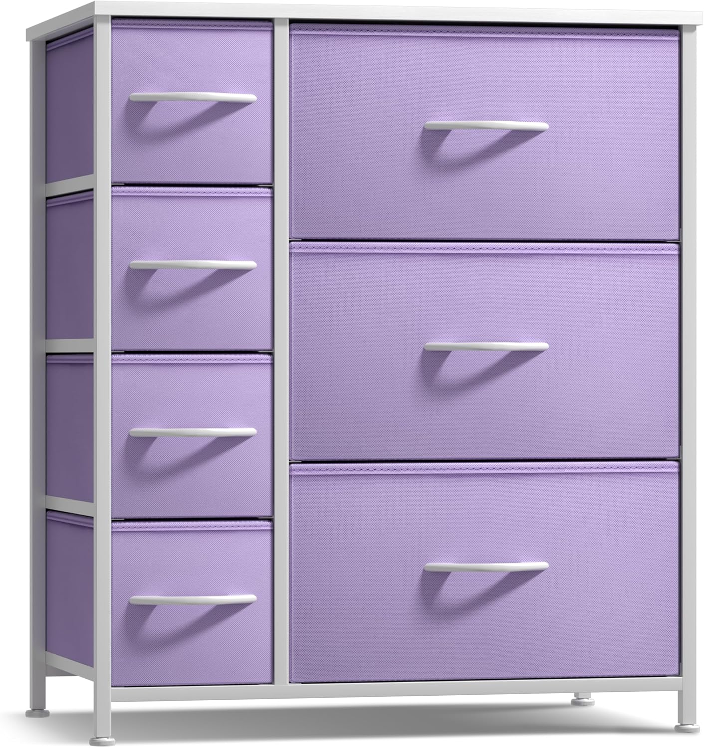 Sorbus Dresser with 7 Drawers - Furniture Storage Chest for Kidu2019s, Teens, Bedroom, Nursery, Playroom, Clothes, Toys - Steel Frame, Wood Top, Tie-dye Fabric Bins (7-Drawer, Pastel Purple) - Image 6
