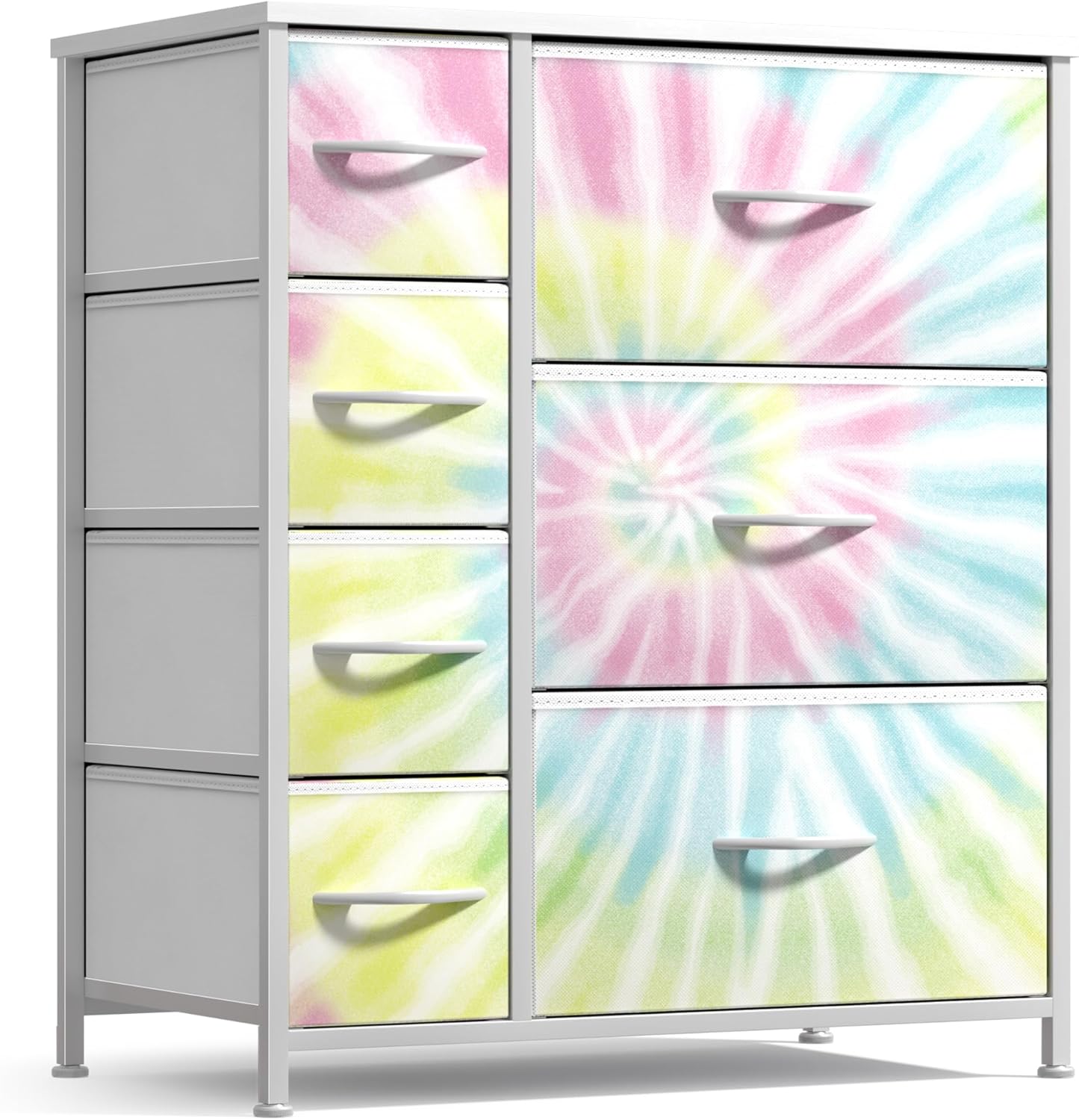 Sorbus Dresser with 7 Drawers - Furniture Storage Chest for Kidu2019s, Teens, Bedroom, Nursery, Playroom, Clothes, Toys - Steel Frame, Wood Top, Tie-dye Fabric Bins (7-Drawer, Pastel Purple) - Image 7