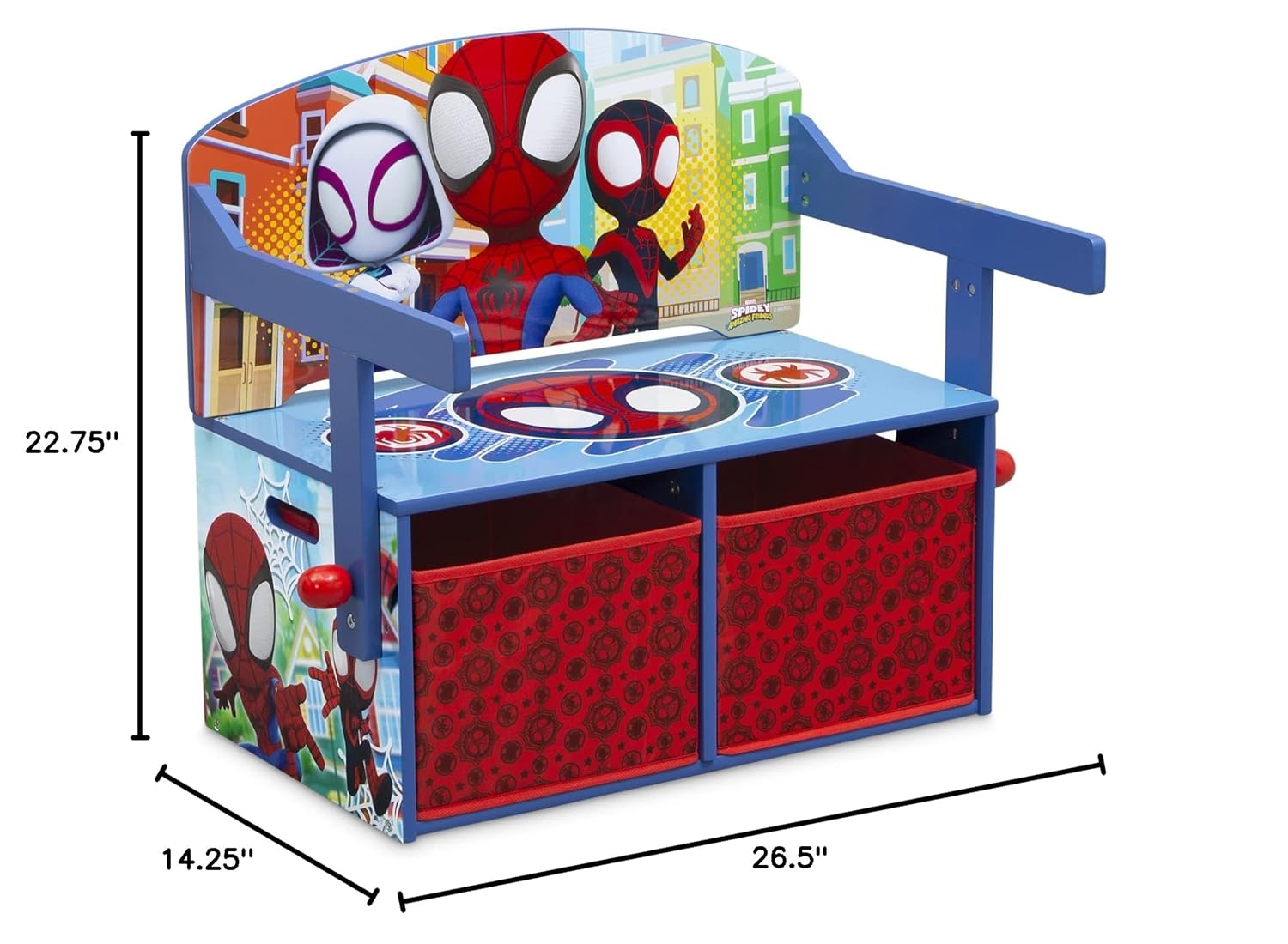 Alternative view of Delta Children Kids Convertible Activity Bench - Greenguard Gold Certified, Marvel Spidey and His Amazing Friends