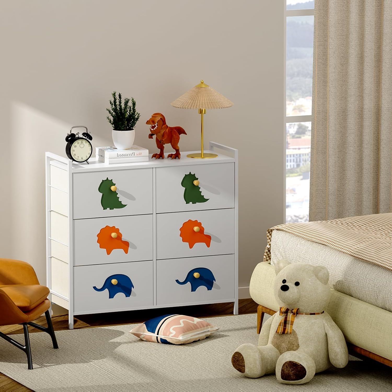 FRAPOW Kids Dresser for Bedroom, Baby Dresser with 6 Fabric Drawers Tall Storage Organizer for Toddler Child with Wood Top Metal Frame for Living Room, Nursery, Closet, Apartment - Image 5