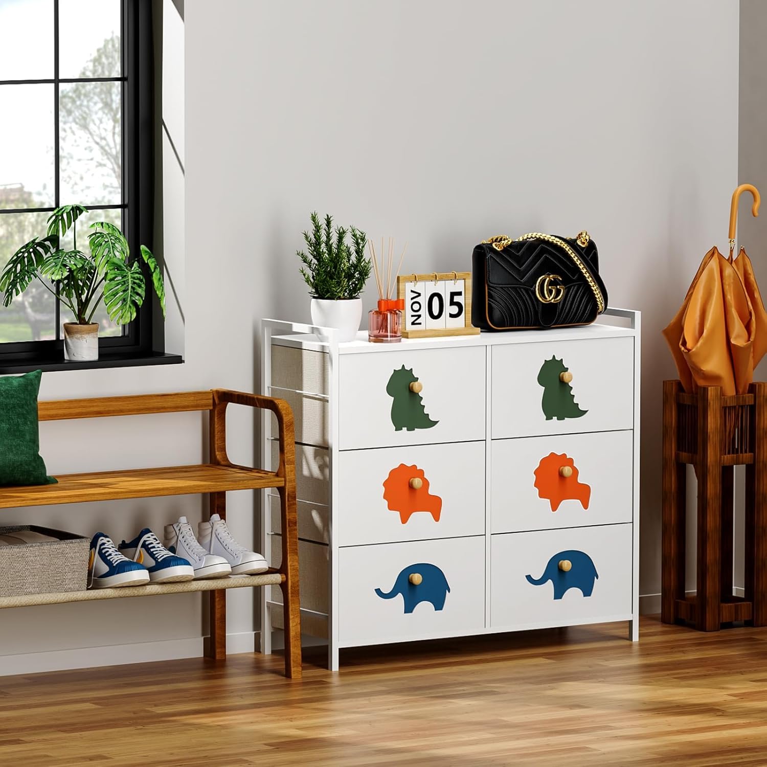 FRAPOW Kids Dresser for Bedroom, Baby Dresser with 6 Fabric Drawers Tall Storage Organizer for Toddler Child with Wood Top Metal Frame for Living Room, Nursery, Closet, Apartment - Image 8