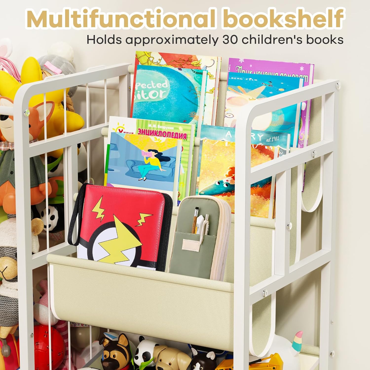 Alternative view of GUIBUKEYAN Kids Bookshelf and Toy Storage, 3 Tier Kids Book Shelf for Kid Rooms with Stuffed Animal Storage, Toy Storage Organizer, Stuffed Animals Zoo Storage Cage for Bedroom, Nursery, Playroom