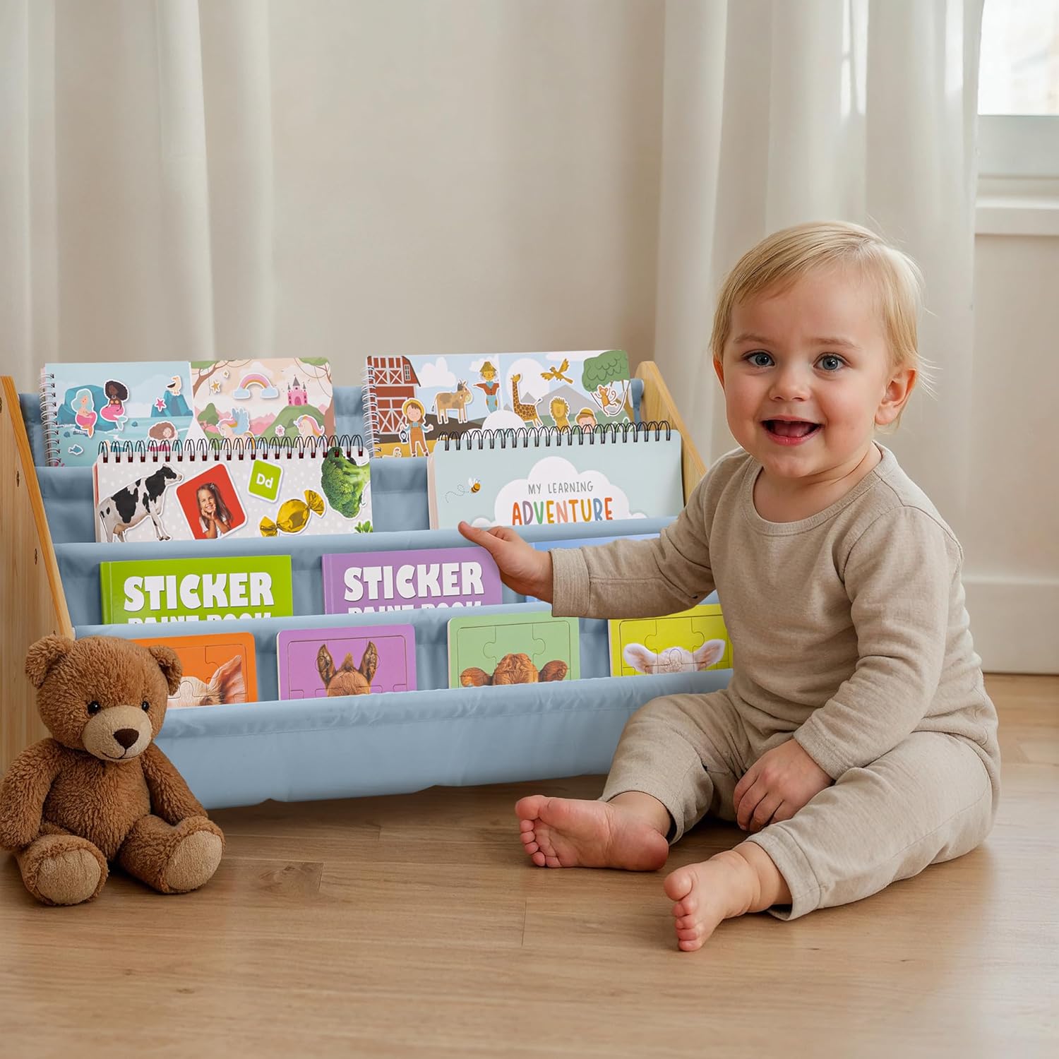 ZICOTO Decorative Wooden Bookshelf for Kids Rooms - Keeps Plenty of Books Neatly Organized & Within Reach for Toddlers - Easy Install Montessori Book Shelf for Baby's Bedroom or Playroom Decor - Image 9