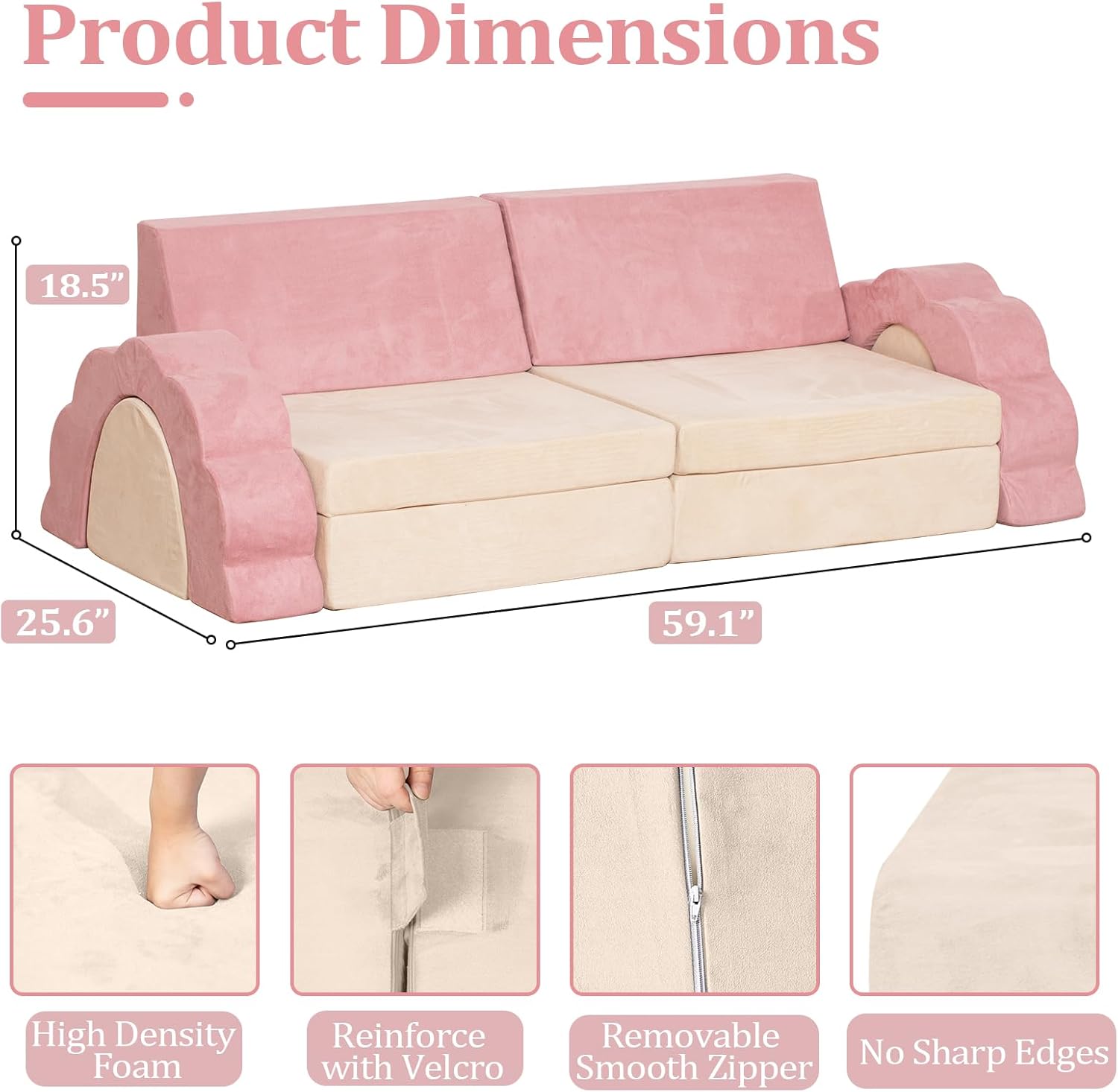 LOAOL Kids Couch 10PCS, Modular Kids Play Couch, Multifunctional Foam Toddler Sofa, Imaginative Convertible Play Sofa for Playroom